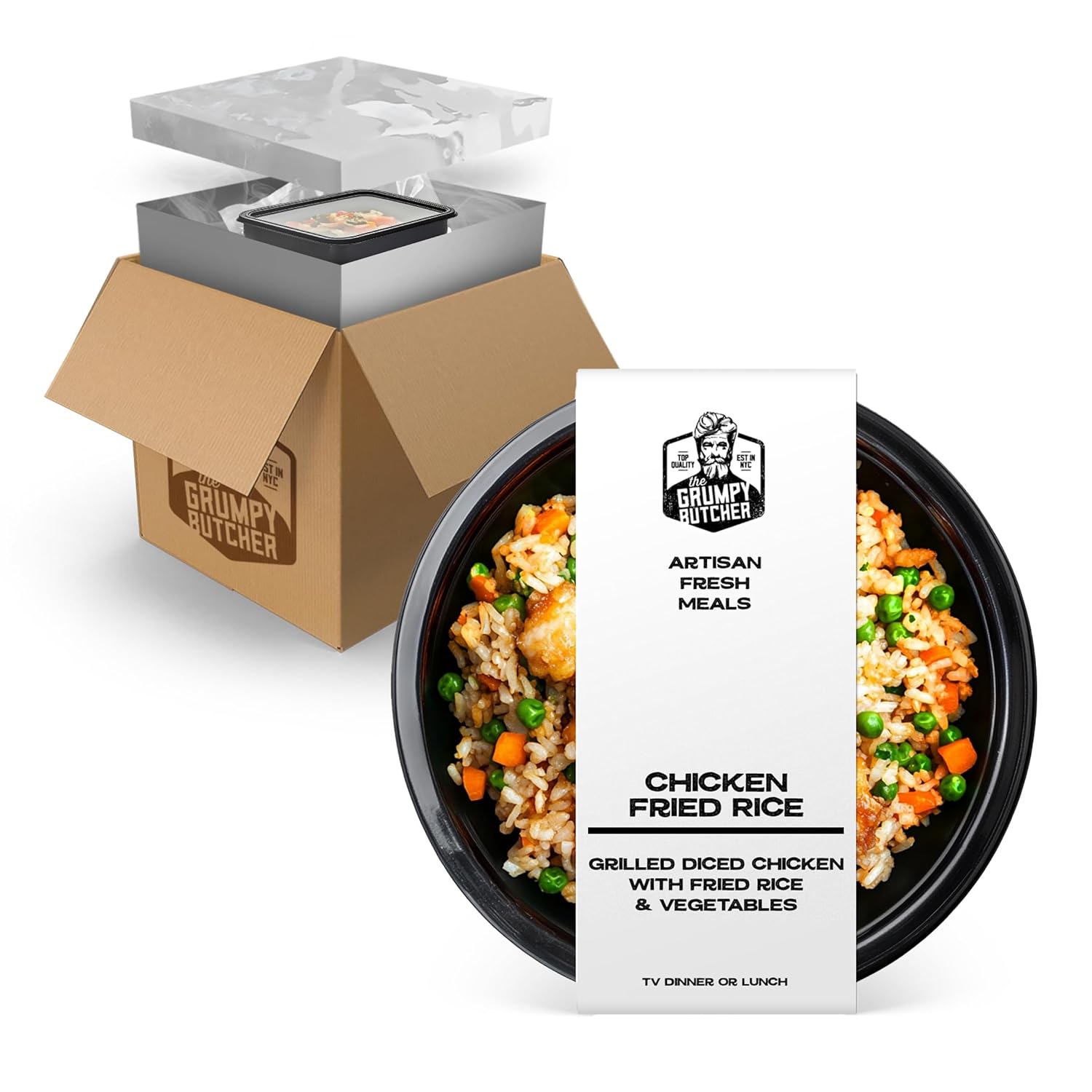 Grumpy Butcher Chef-Crafted Gourmet Meals - Chicken Fried Rice, 6-pack (10 oz each) - Asian Food Prepared Meals & Entrees