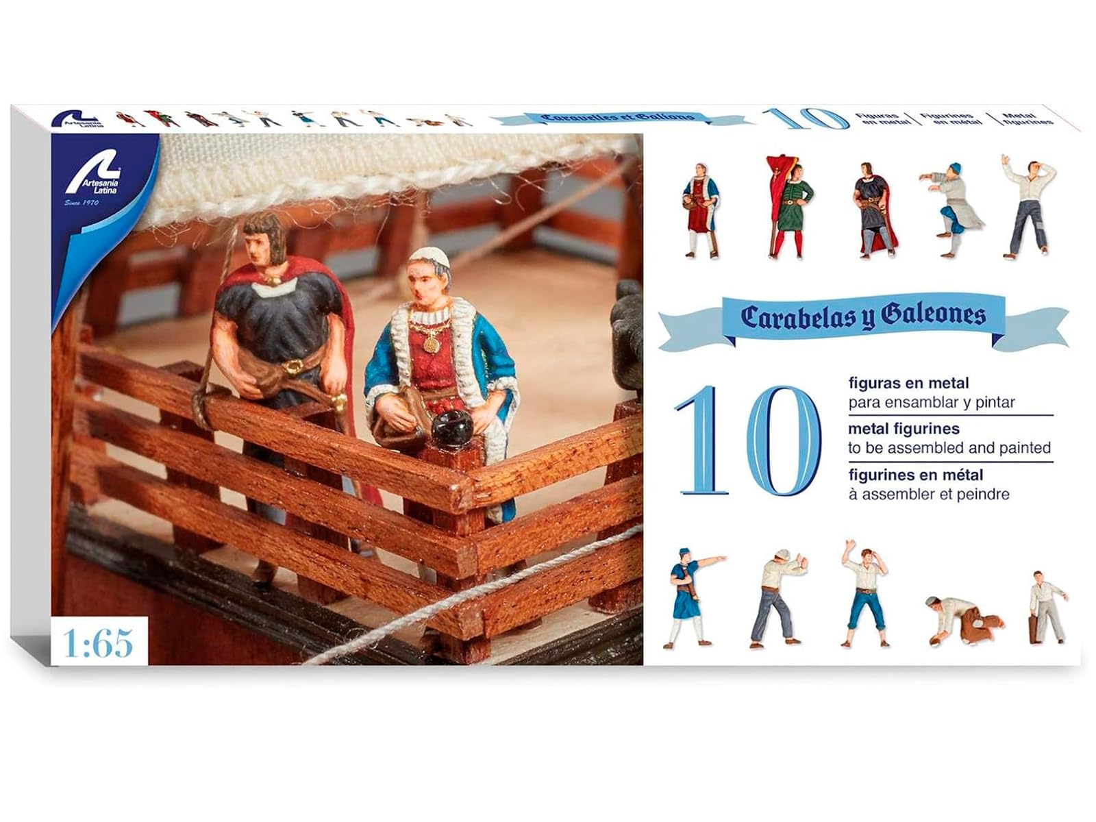 Artesana Latina 22411F. Set of 10 Metal Figurines 1:65 for Galleons and Caravels