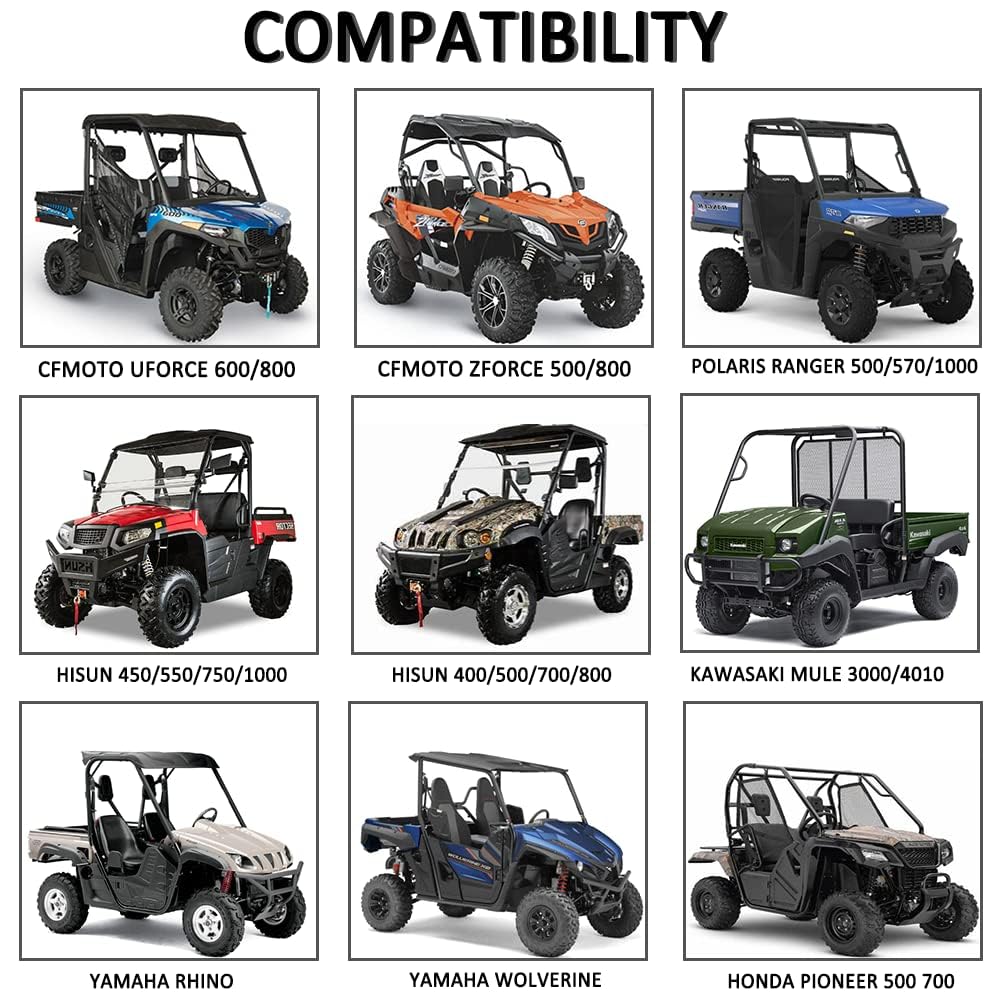 QYMOTO Funda para UTV de 2 plazas, Compatible con Polaris Ranger 570, Fundas RZR 900/1000, Honda Pioneer 500/700, Can Am X3, Arctic Cat Side by Side All Weather Protection Wind Waterproof