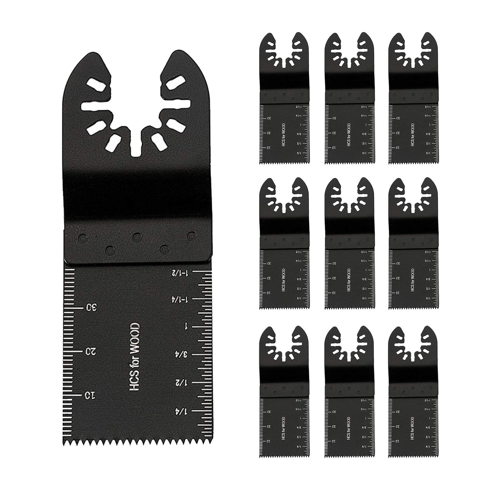 Aiweijia 10PCS Oscillating Multi Tool Blades, Universal Quick Release Saw Blades with Clear Measurement Marks, Compatible with Dewalt Bosch Makita Milwaukee Ryobi Rockwell, for Wood & Plastic