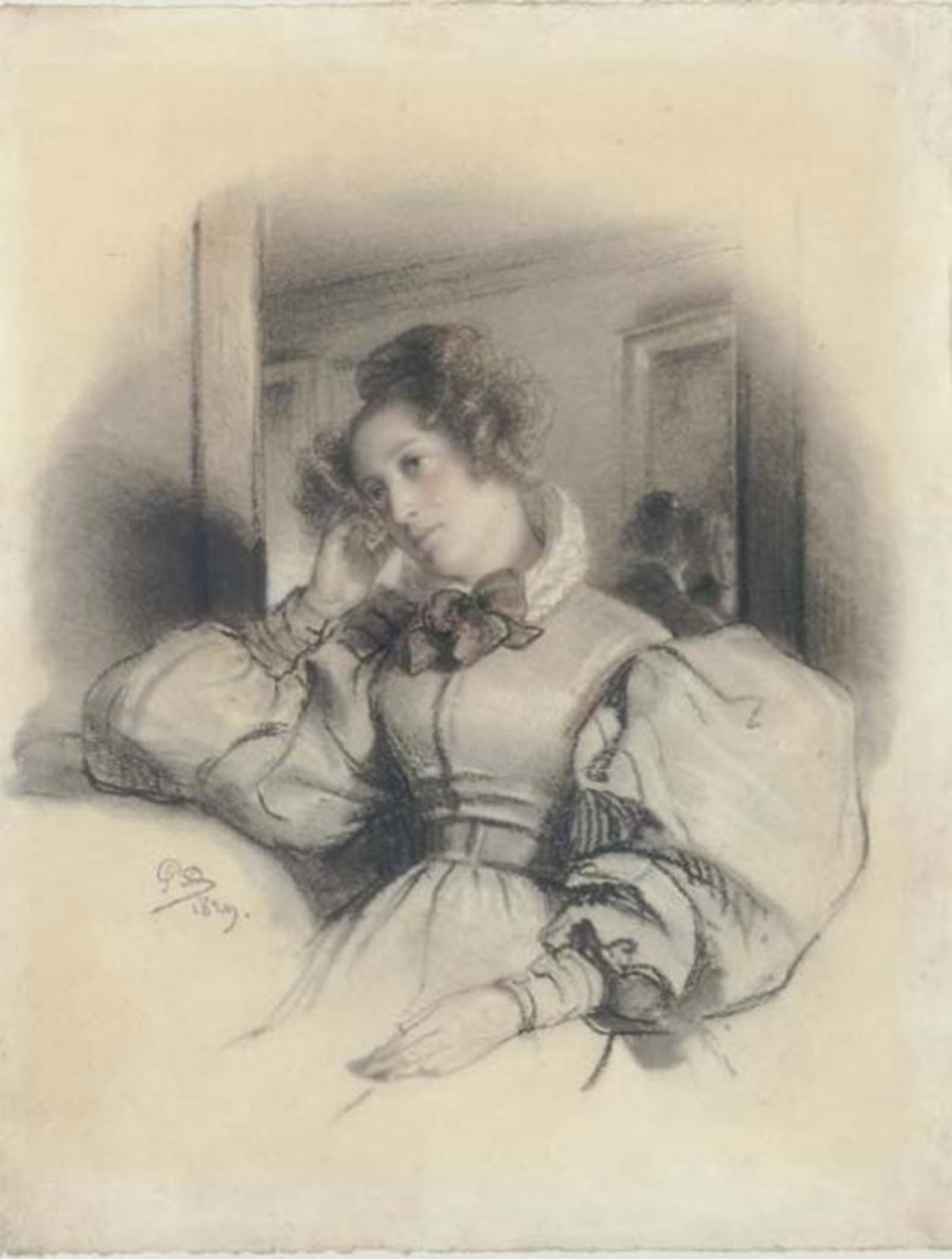 ARTXLXXBN Famous Painting Art Wall Decor Abstract Art Picture Portrait of a Lady Seated in an Elegant Dress by Paul Delaroche Animal Pictures for Home Decor 60x90cm