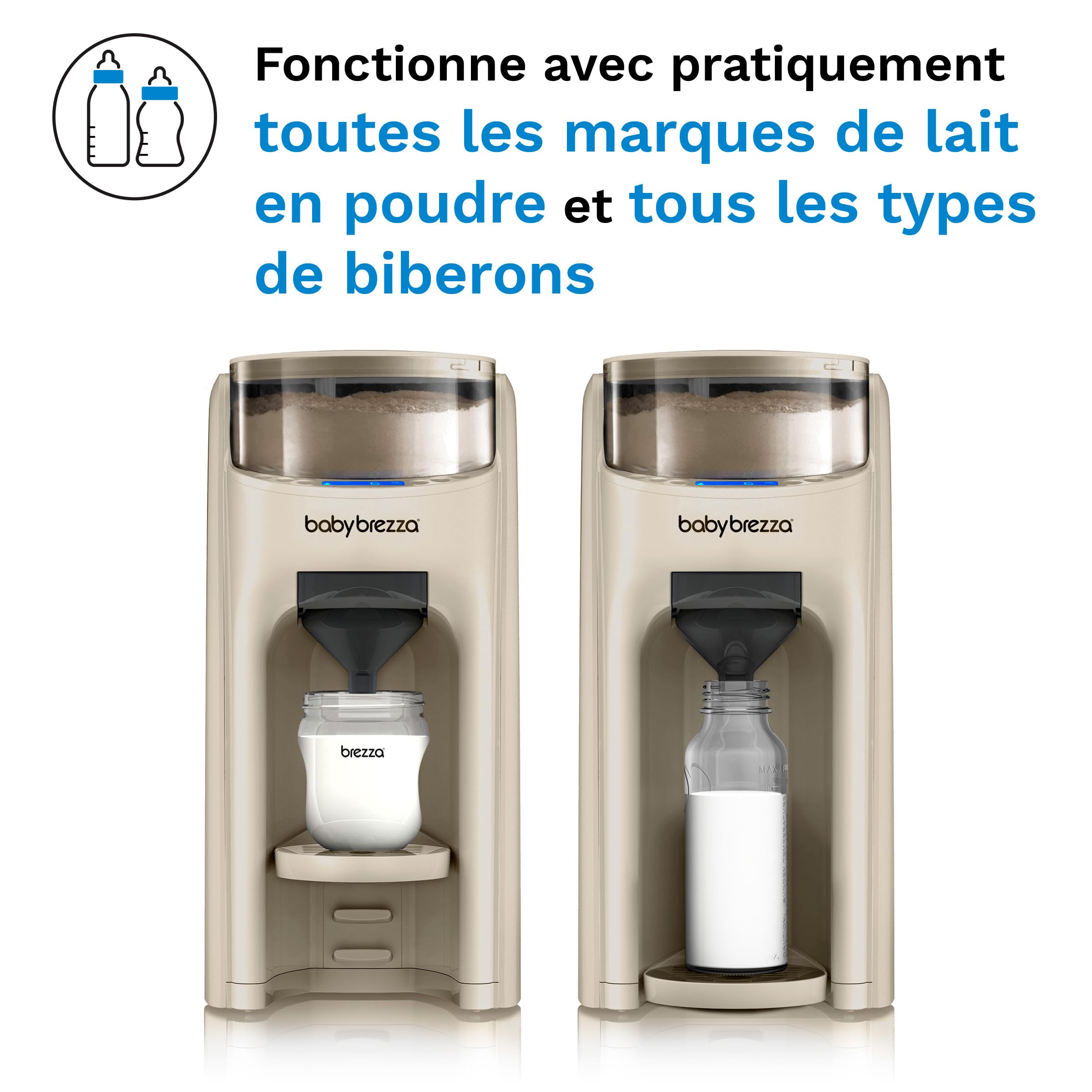 Baby Brezza Formula Pro Advanced Beige Oatmeal - Préparateur de Biberons instantané et automatique, dose et mélange l'eau chaude et la poudre de Lait par simple pression d'un bouton