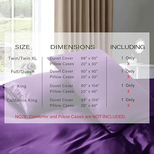 Miniatura 2 de P Pothuiny Funda de edredón de satén para cama individual, funda de edredón suave individual, funda de edredón de lujo sedosa como morada, 68 x 90
