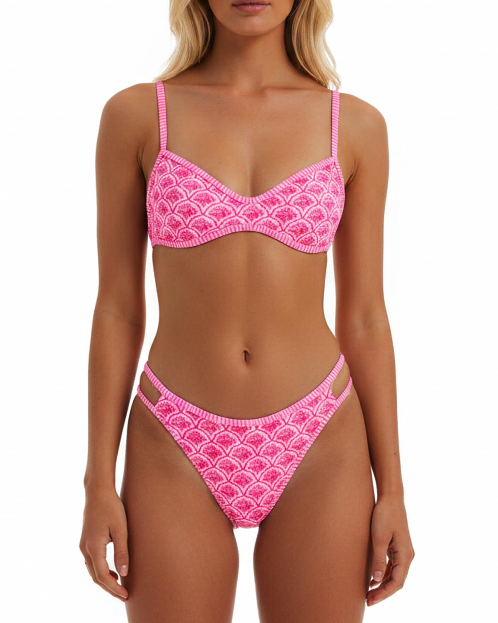 Bikini Mujer Conjunto Sexy Cintura Baja Bañador Dos Piezas Bikinis Cordones Verano Traje de Baño con Cuello Halter Estampado Lunares Swimsuit Estilo Bohemio Estampado Cuadros Conjuntos Bikini