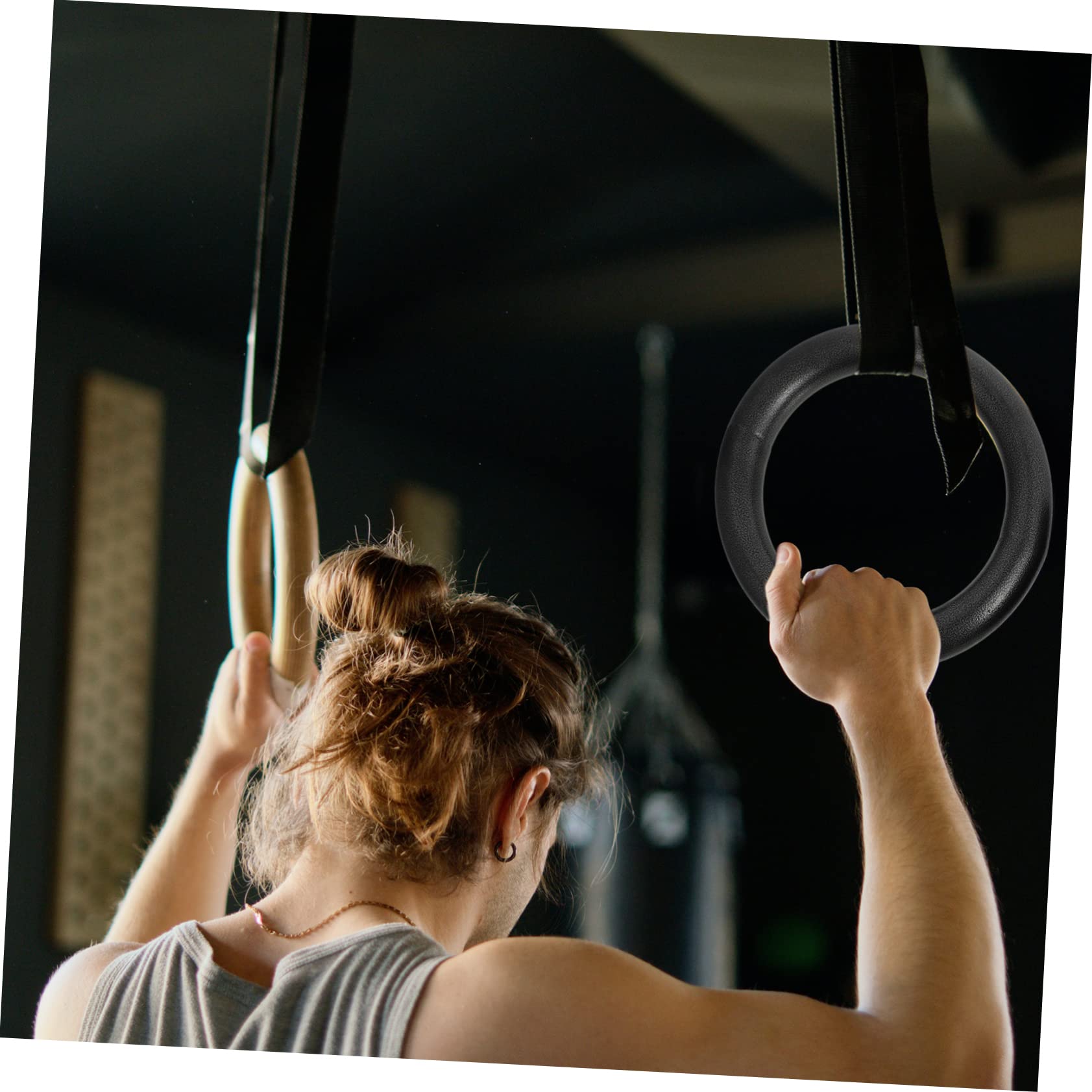 Gogogmee 2 Pcs Fitness Rings Pull up Rings for Home Gym Stomach Workout Gymnastics Bars Random Color