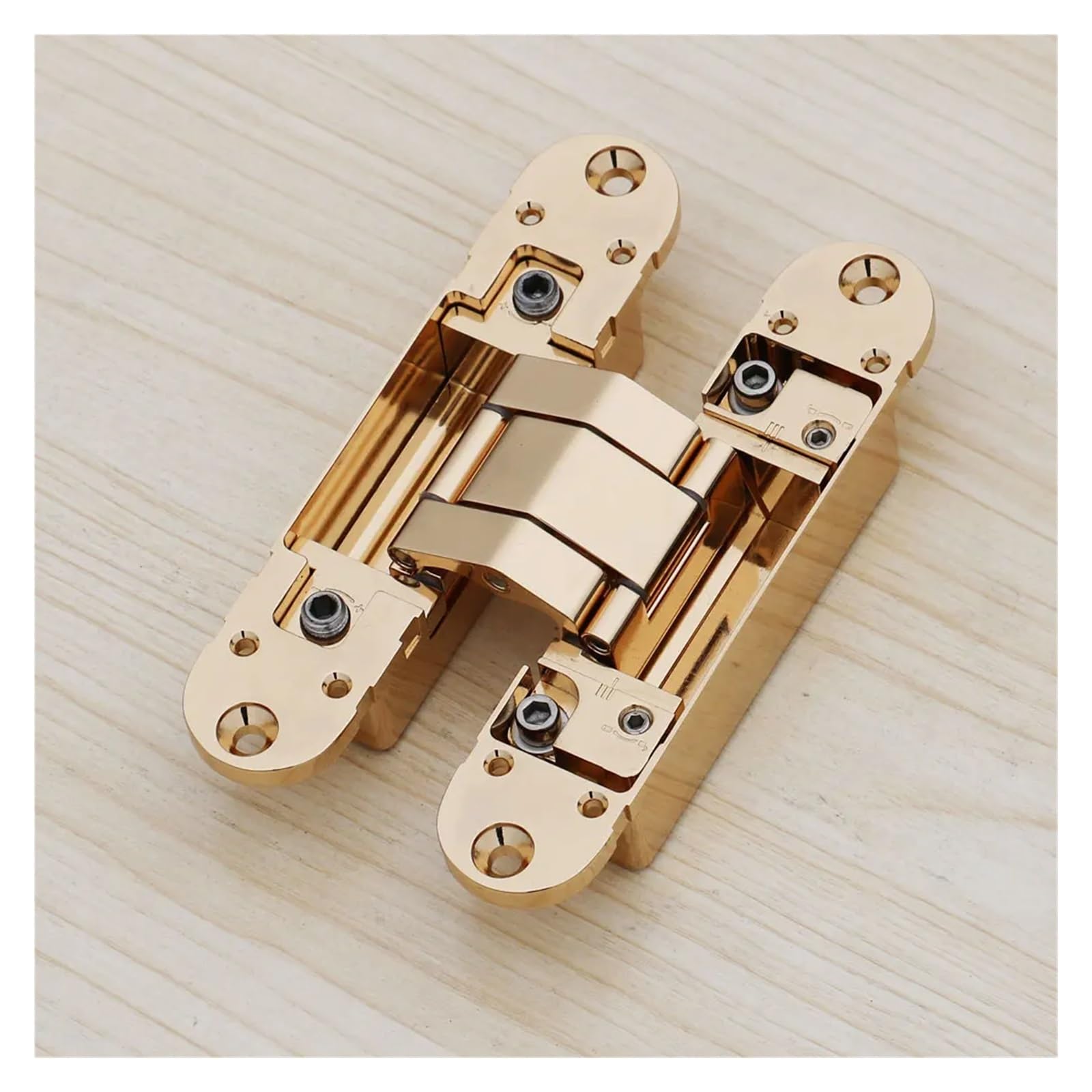 YMUGUEGH Invisible Hinge 180 Degree Zinc Alloy Invisible Folding Door Cross Hidden Hinges(Gold)