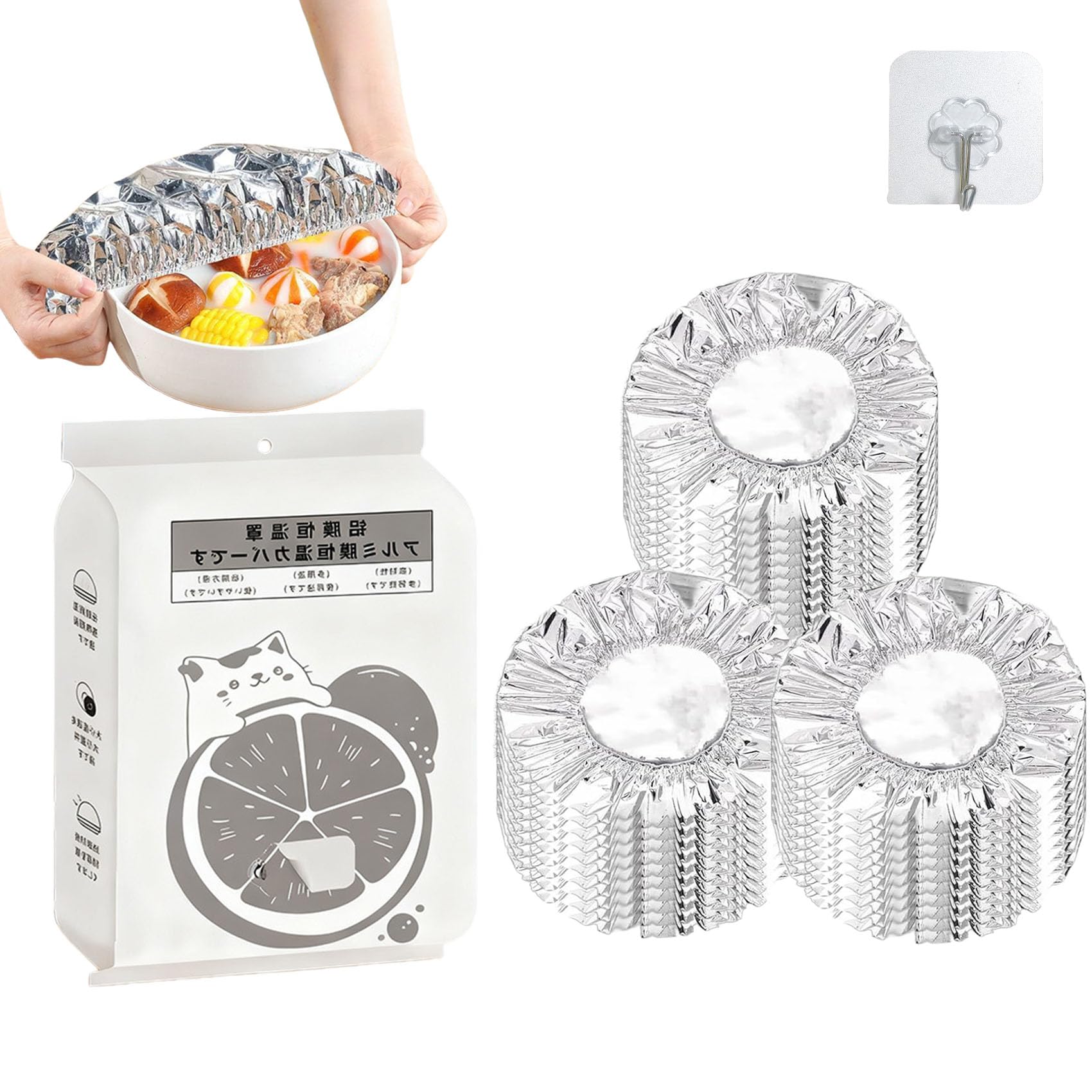 Jeeeun 90Pcs Reusable Aluminum Foil Food Covers, Pop-Up Elastic Foil Wraps For Plates And Bowls, Reusable Aluminum Food Covers For Kitchen And Meal Storage (90Pcs)
