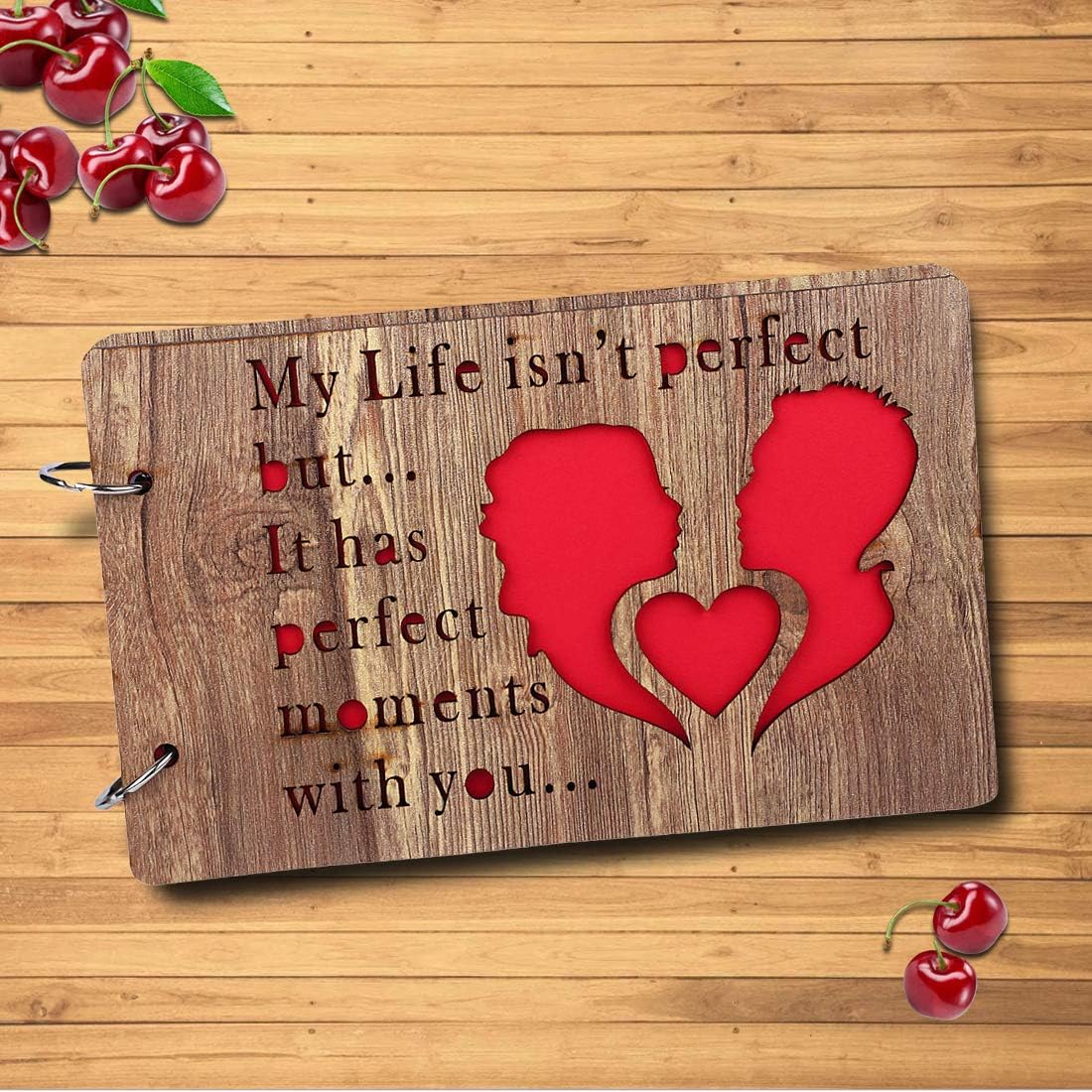 Sehaz Artworks My Life with You Wooden Scrapbook Photo Album for Memorable Gift on Boyfriend Girlfriend Husband Wife Spouse Birthdays, Anniversary, Monthsary for Couples