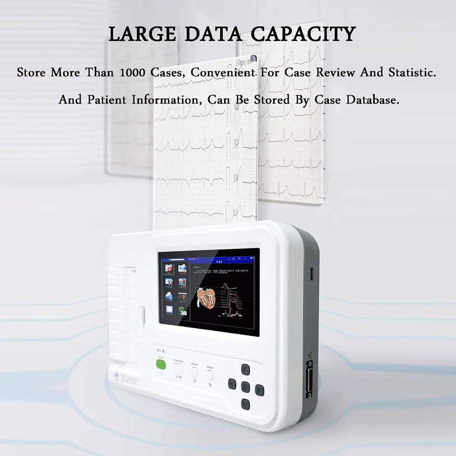 Monitor Ecg Portatile,Monitor per La Salute Cardiaca a Domicilio, Elettrocardiografo Ecg/Ekg a 6 Canali E 12 Derivazioni,Con Modalità Di Dimostrazione Della Forma D'onda Ecg,Interfaccia Multilingue