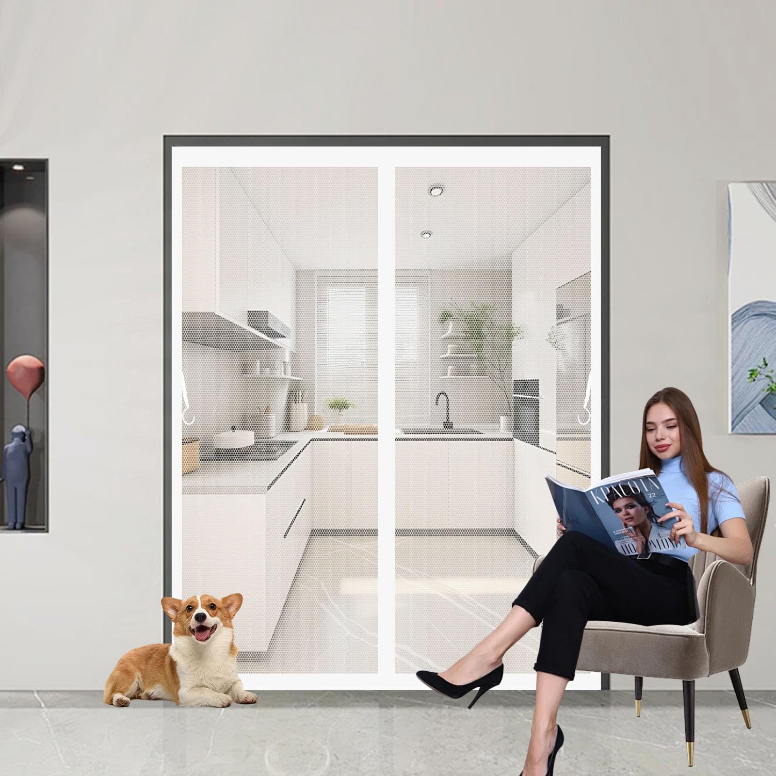 Moustiquaire magnétique fenêtre 119x216 rideau moustiquaire blanc
