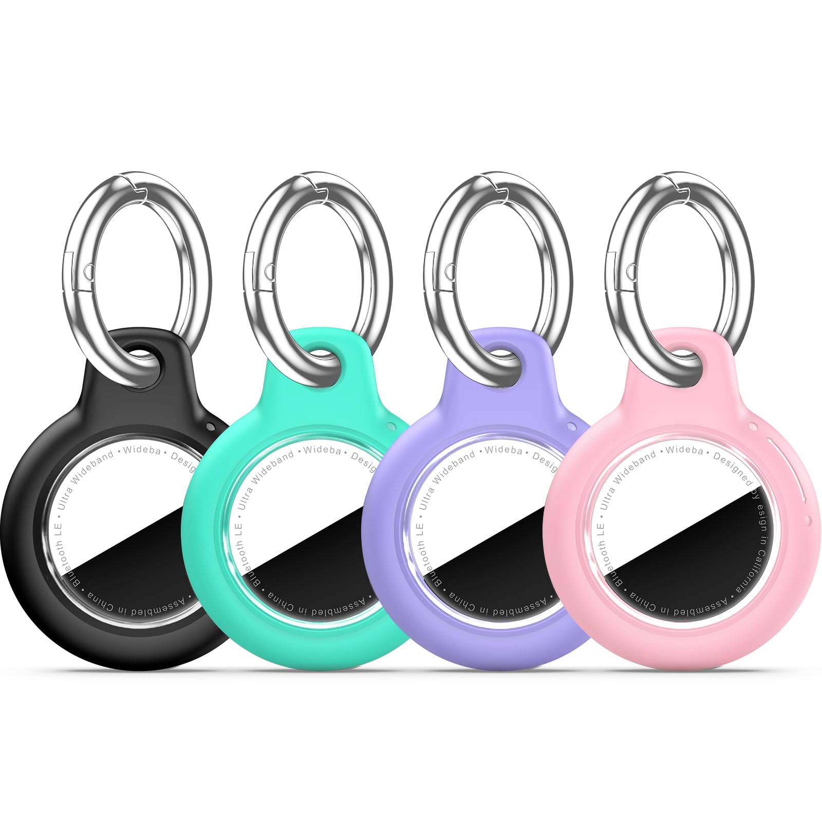 for Apple AirTag 2nd &amp; 1st Gen, Waterproof Case for AirTag Holder Keychain,GPS Tracker Cover for Dog,Car Key,Luggage-B74-Black+Mint Green+Purple+Pink