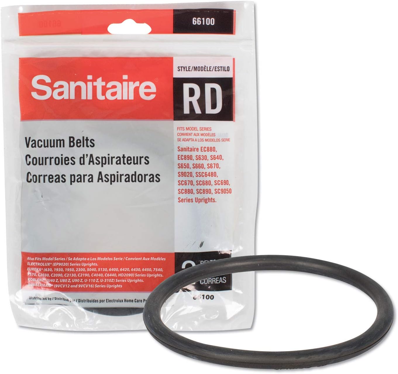 10-Pack Eureka & Sanitaire 30563B Upright Vacuum Cleaner Belts - Black Rubber