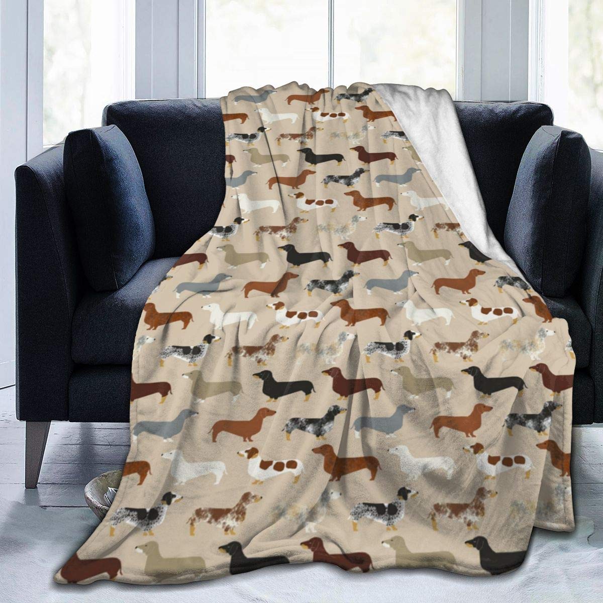 Christmas Dachshund Throw Blanket For Bed Couch Sofa Fuzzy Fleece Lightweight Soft Warm Cozy Travelling Camping Air Conditioning Quilt For Kids Adults All Season-image