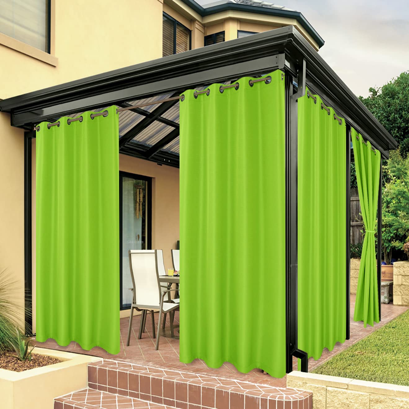 BONZER Outdoor Curtains for Patio Waterproof Thick Privacy Grommet Light Filtering Outside Curtains for Porch Pergola Gazebo Deck, 1 Panel, 54W x 84L inch, GreenBONZER Outdoor Curtains for Patio Waterproof Thic…
