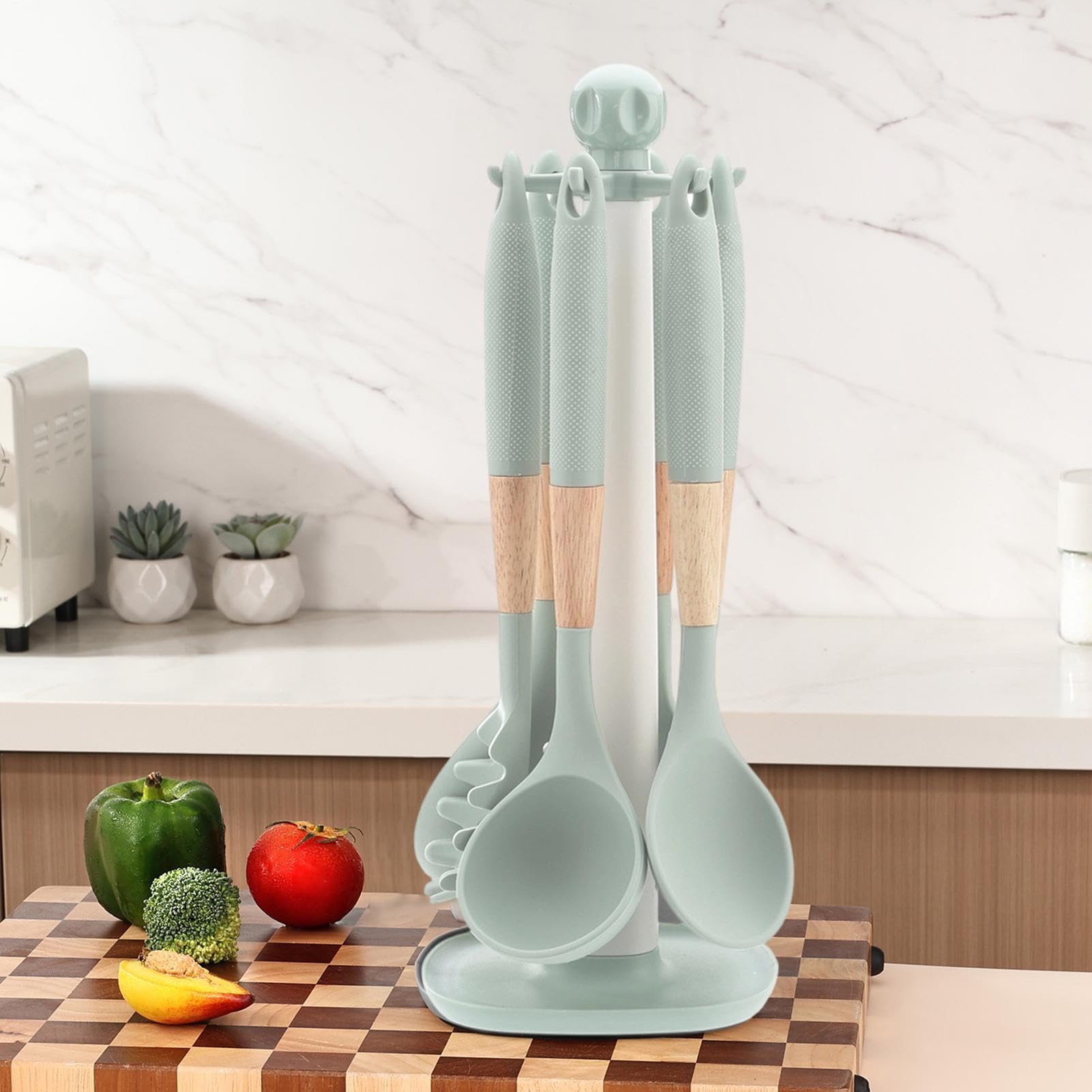 Set di Utensili da Cucina in Silicone 7 Pezzi Resistenti al Calore | Set di Spatole e Utensili da Cucina per Pentole Padelle Antiaderenti, Cottura, , Casa, Ristorante, Campeggio