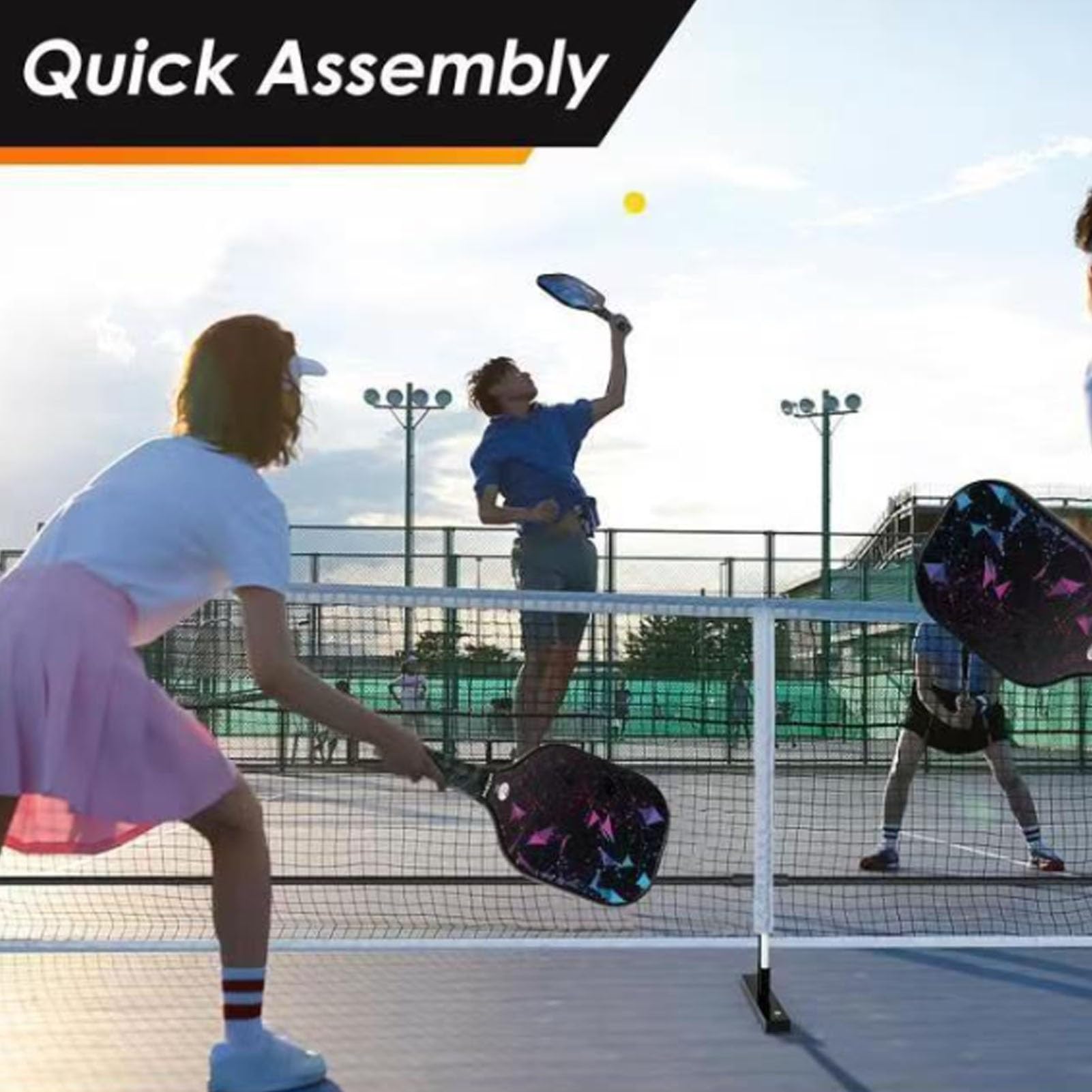 Rete per Badminton e Pallavolo Regolabile, Rete Multiuso Pieghevole in Nylon per Tennis e Pickleball, per Interni/Esterni e Giardino, Facile e Veloce da Montare(4.1m)