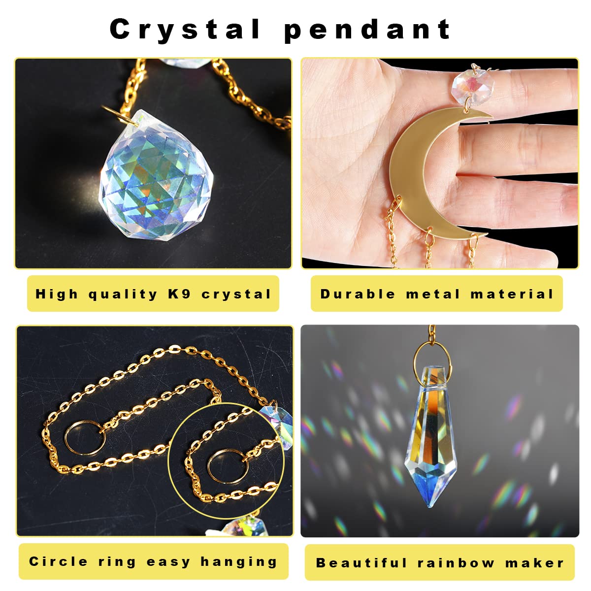 Crystal Suncatcher, 5pcs Window Hanging Sun Catchers Crystal Chandelier Ball Prism Pendant Light Catcher Ornament, Garden Suncatchers Window Rainbow Maker for Home Wedding Decoration Gifts