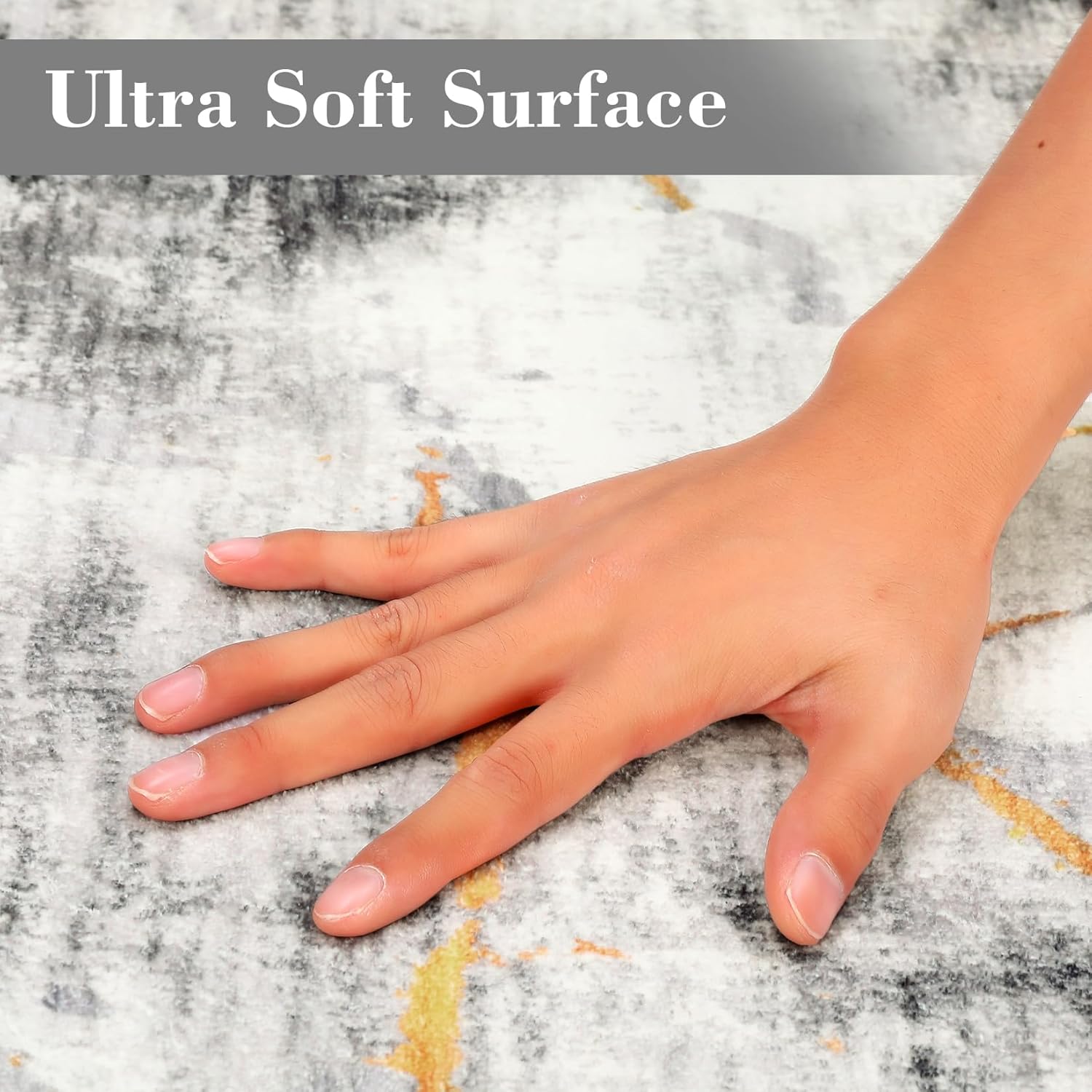 GarveeHome Washable Rugs 9 x 12 Rug for Living Room Modern Rug Abstract Non Slip Large Area Rug Soft Non Shedding Throw Rugs Stain Resistant Carpet for Bedroom Office Dining Room Grey/Gold 9 ft x12 ft - Image 4