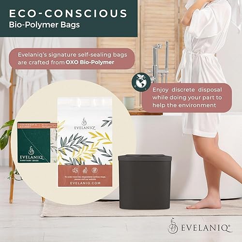 Miniatura 6 de Evelaniq Receptáculo de servilleta sanitaria para mujer (papelera + 150 bolsas de higiene) Almohadilla femenina y Tampón Receptáculo de eliminación