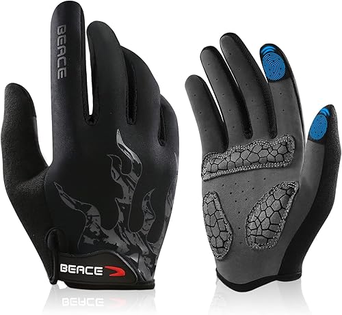 BEACE Guantes de ciclismo guantes de bicicleta guantes de ciclismo para hombres y mujeres con pantalla táctil guantes de bicicleta de montaña Black,