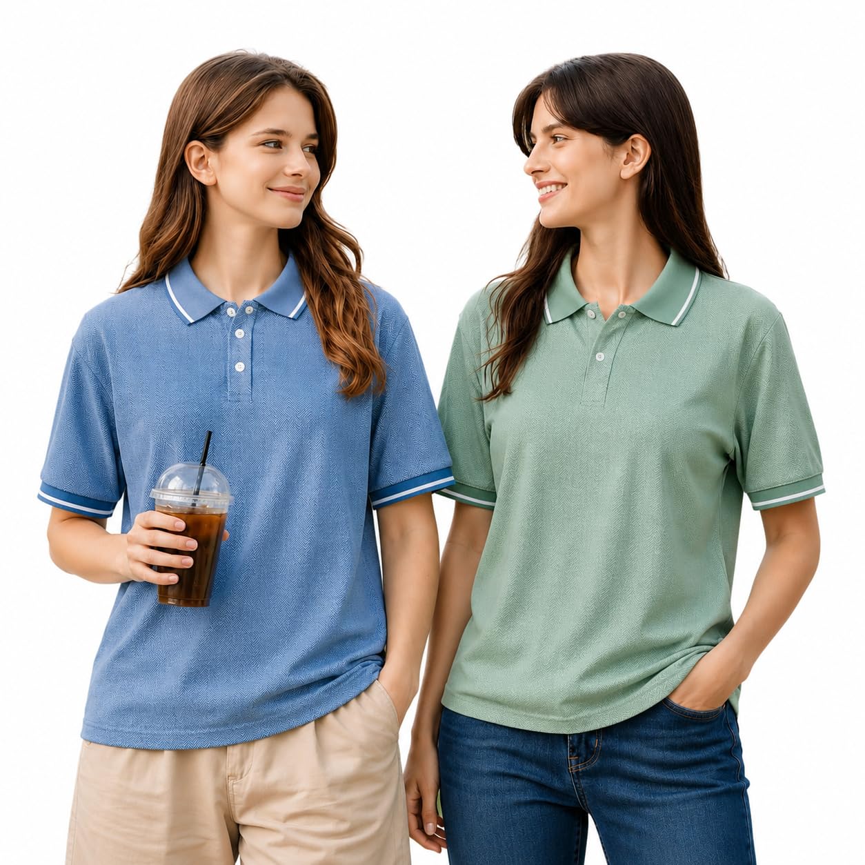 mack jonney Women's Regular Fit Polo T-Shirt | Cotton Blend | Textured Solid | Collared Neck | Half Sleeve Casual Tee (Pack of 2)-MJ-473-picture-31