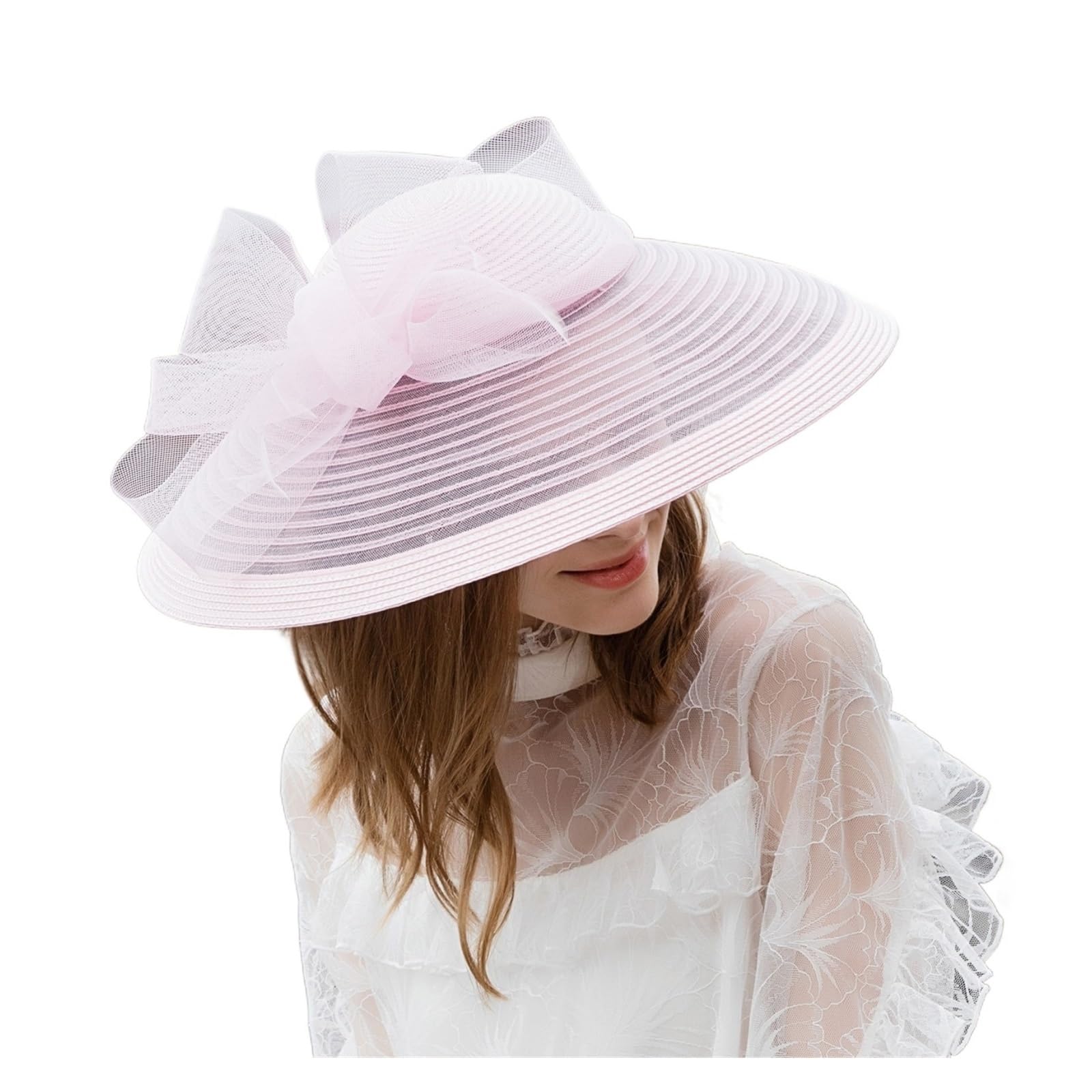 Elegante cappello da cerimonia del tè Kentucky, bianco, for donna, a tesa larga, stile Fedora, for abito chiesa per Cocktail, Matrimoni