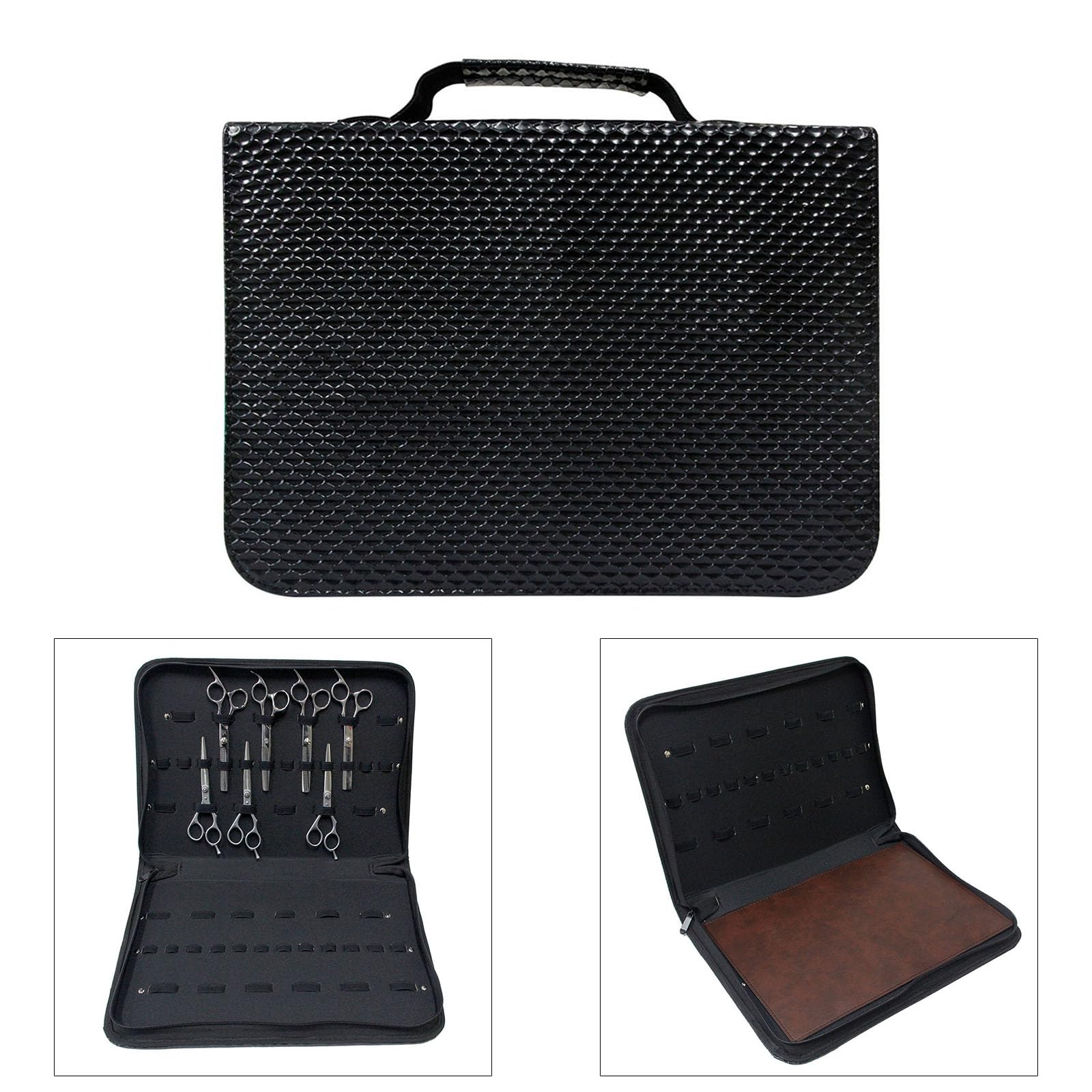 Prácticas tijeras bolsas de almacenamiento, estilistas profesionales, diseño de 24 bolsillos, piel sintética, bolsa de accesorios de peluquería, estuche organizado para tijeras de salón