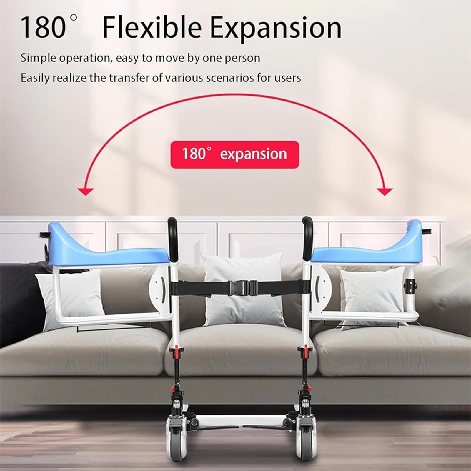 JingNian Silla De Traslado con GrúA para Pacientes En Casa, Silla De Traslado para Personas Mayores, Silla De Ducha, Inodoro De Cabecera, Ajuste De Altura