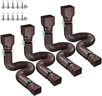 Ogutter Flexible Downspout Extensions - Rain Gutter Extenders 21-66" Extendable, 4 Pack Brown for Home Drainage Protection