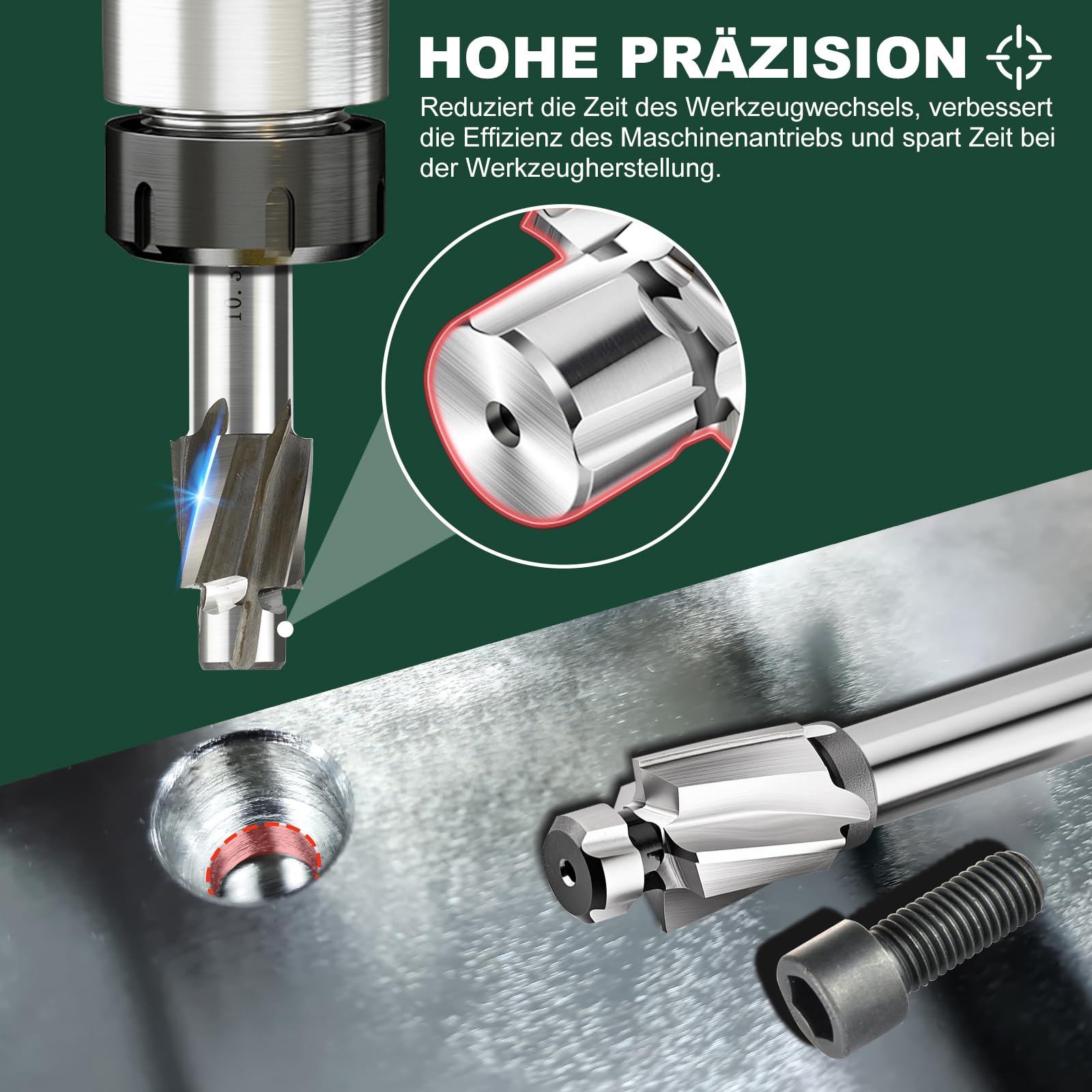 7 pezzi svasatori piatti M3-M14 HSS Fresa svasata a 4 denti CNC Slot Trapano svasato per metallo, acciaio, alluminio, legno, acciaio inox, plastica