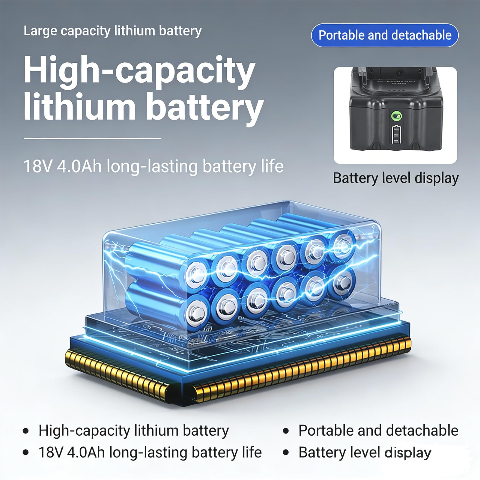 Prensa Multicapa Bateria 18v︱Crimpadora Terminales Electricos con 12 Troqueles Y Estuche︱para Cobre Y Aluminio 16–400mm²︱Reinicio Automático | Batería Extraíble con Indicador Digital Led