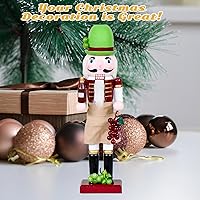 Vista 3 de Chef Bartender Cascanueces Decoraciones Navideñas - Figuras de Madera Hechas a Mano de 15 Pulgadas con Botella de Cerveza Copa de Vino Uva Temática