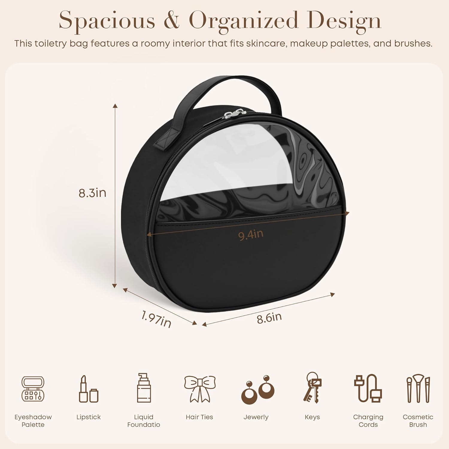 Large Clear Travel Makeup Bag, Waterproof Leak-Proof Toiletry Bag for Women, Simple Large Transparent Cosmetic & Makeup Bag Organizer - Image 3