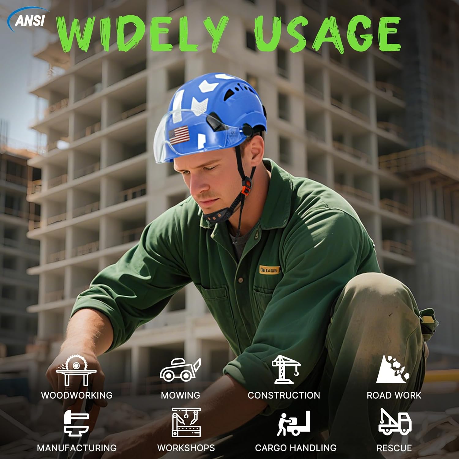 AOLAMEGS Construction Safety Hard Hat - ANSI Z89.1 Type Ι OSHA Approved Safety Helmets with Chin Straps Lightweight Reflective Vented ABS Hard Hats For Men Women Industrial Workwear 6-point Suspension - Image 9