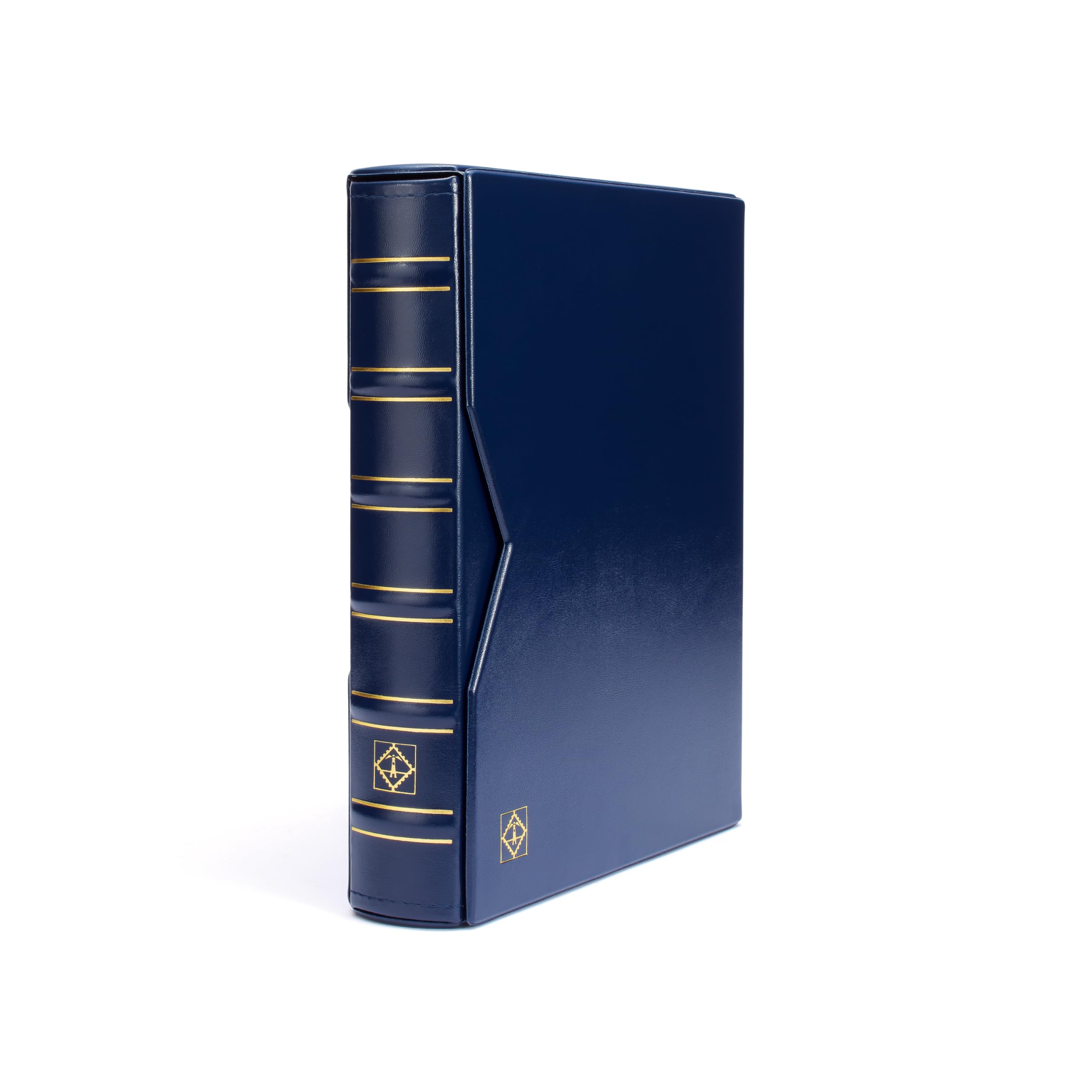 LIGHTHOUSE - Vario Classic Binder - 4-Ring Binder with Padded Leatherette Cover and Slipcase for up to 50 Sheets - Blue