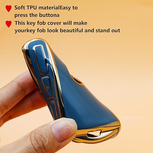 Miniatura 3 de 2 fundas para llavero Volvo XC90 XC60 S60 XC40 sin llave, cubierta completa, carcasa de TPU a la moda, funda para llave con borde dorado (V