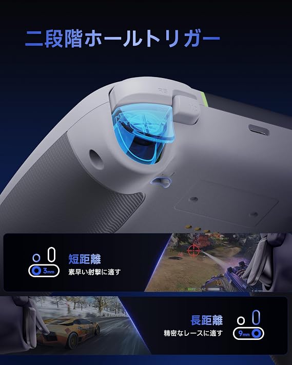 PC controller, EasySMX X05PRO wireless gamepad, game controller with two-stage hole trigger, 1000Hz polling rate, RGB backlight, soft tone button, white for Steam Deck/Switch2 /Switch/iOS/Android/PC