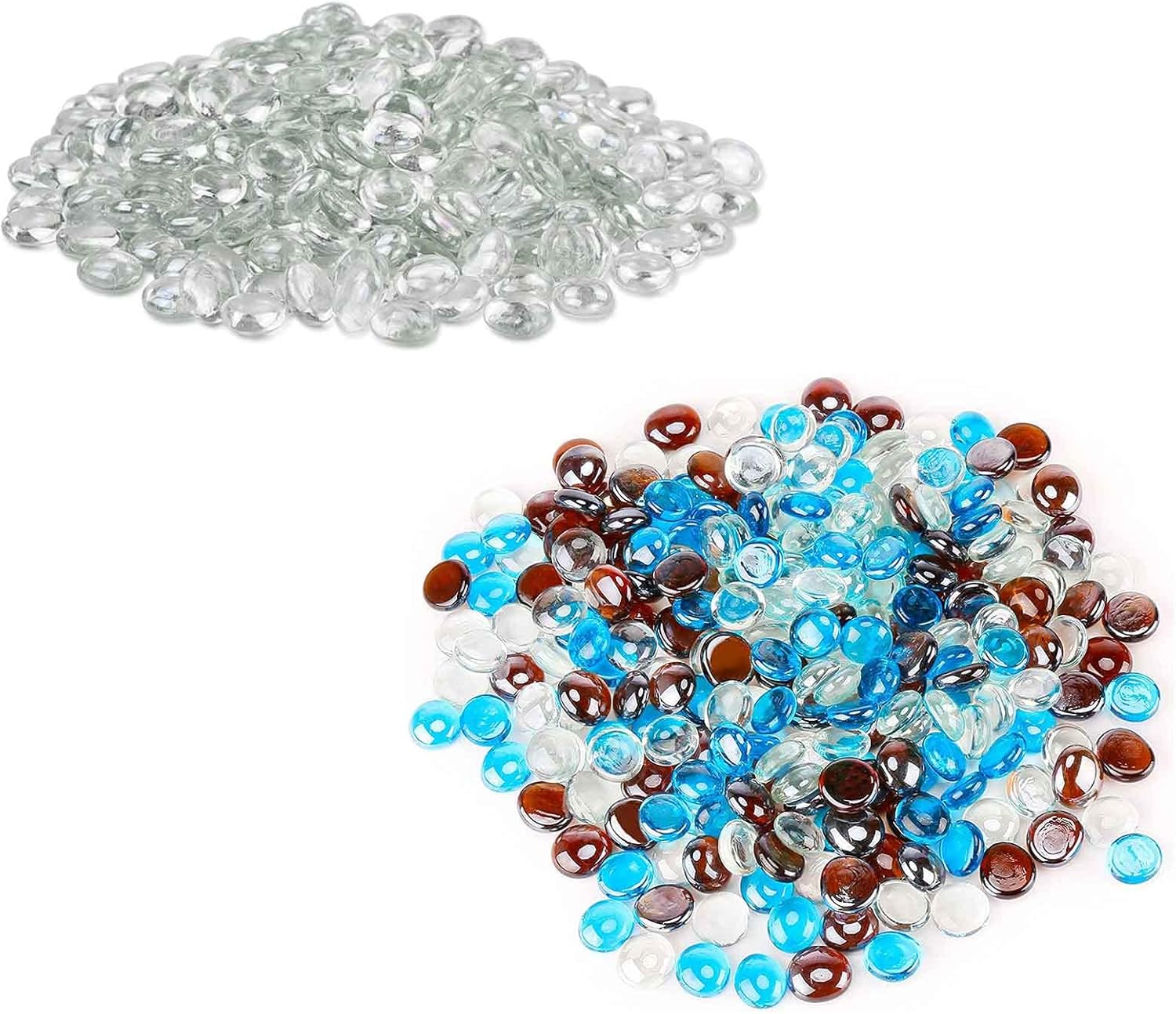 Grisun 20 Pounds Blend Fire Glass Beads for Fire Pit - 1/2 inch Reflective Round Glass, Decorative for Natural or Propane Fireplace, Fire Table, Fish Tank, Vase Fillers and Landscaping
