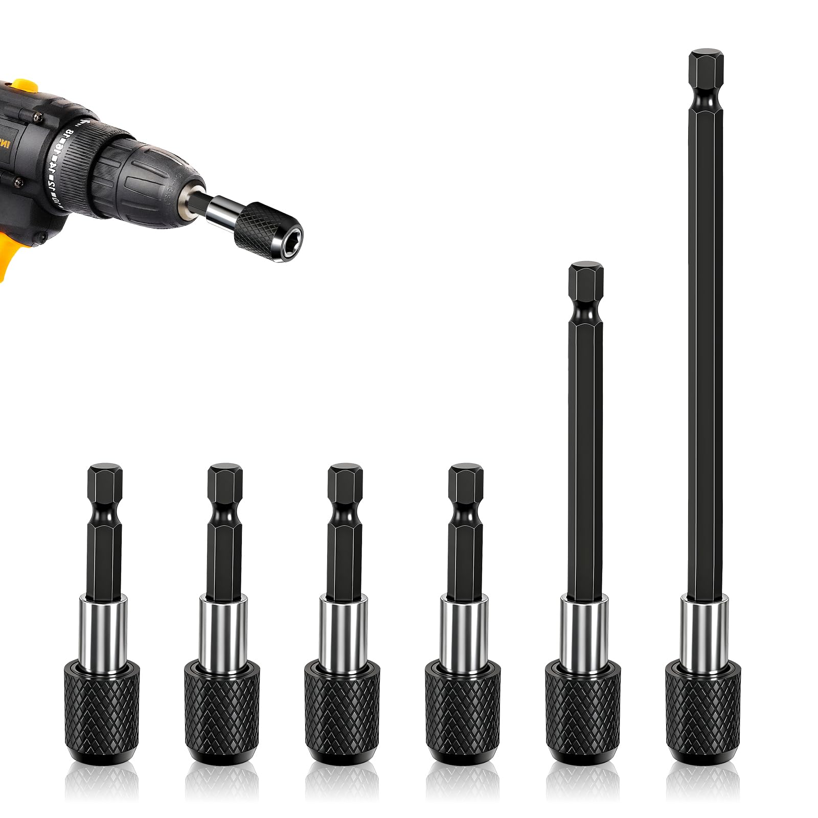 4er Set Magnetische Bithalter 60/100/150/300mm – Starke Bit Verlängerung Mit Schnellwechsel, Cr-V Stahl, Universell Für Sechskantschaft Bithalter Für Schlagschrauber 4er Set Magnetische Bithalter 60/100/150/300mm – Starke Bit Verlängerung Mit Schnellwechsel, Cr-V Stahl, Universell Für Sechskantschaft Bithalter Für Schlagschrauber