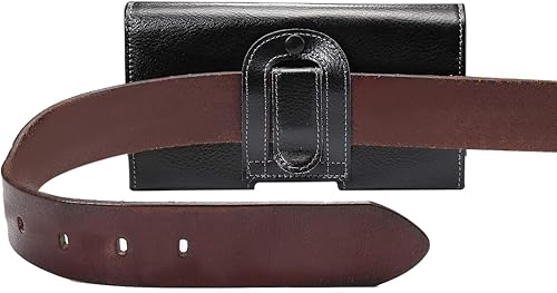 Miniatura 3 de Funda horizontal de cuero genuino para teléfono celular de 16 15 14 13 12 Pro Max, trabilla para cinturón con soporte para bolsa de clip para Galaxy