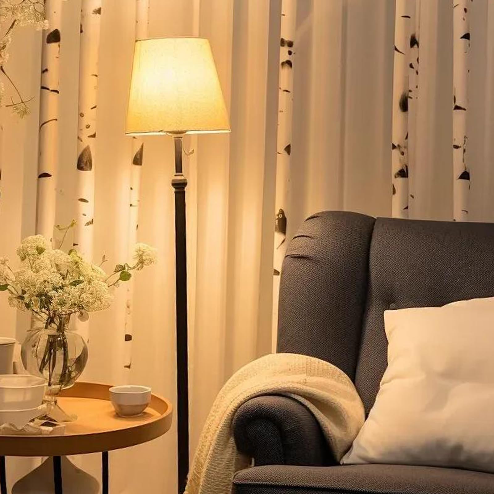 Curqia Set di 6 piccoli paralumi a clip in lino bianco per lampadari