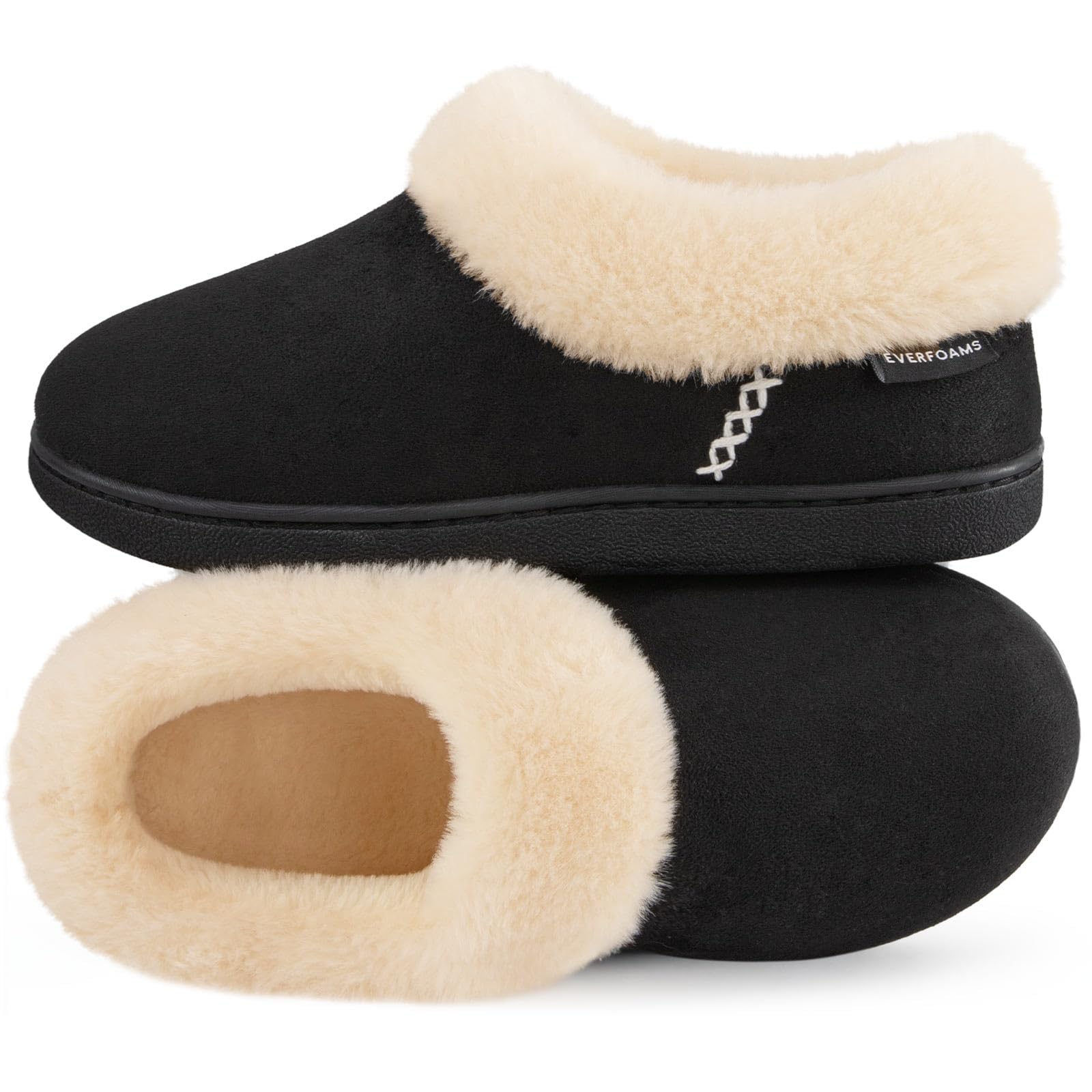 Women's Warm Slippers Fluffy Memory Foam Indoor Outdoor Closed-back House Shoes