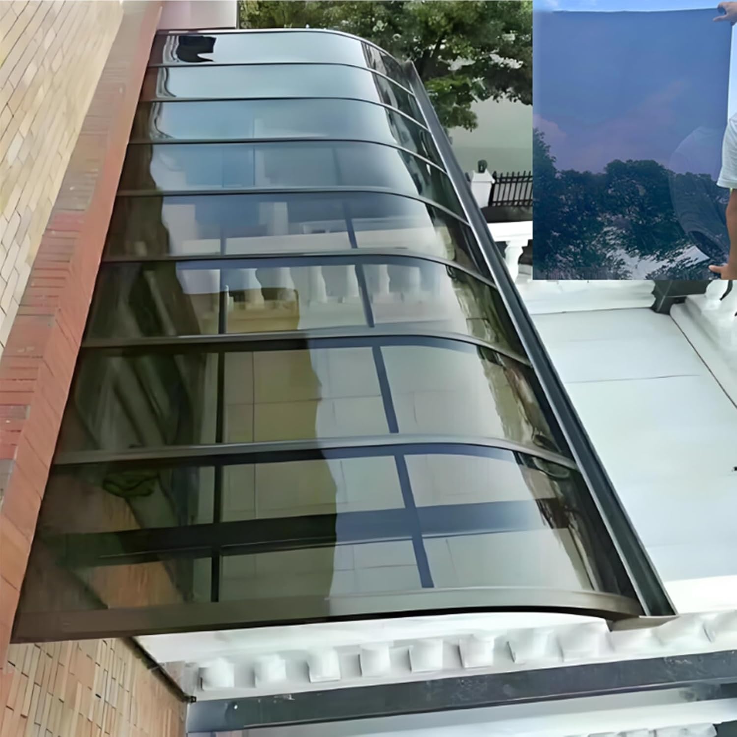 Polycarbonate sheet 0.04" Thick Roof Panels Sheets, Clear lexan Plastic Roofing Outdoor Greenhouse Rolled Sheet 1mm Garden Gazebo Covering, Waterproof UV Protected Impact Resistance Weather Resistant(