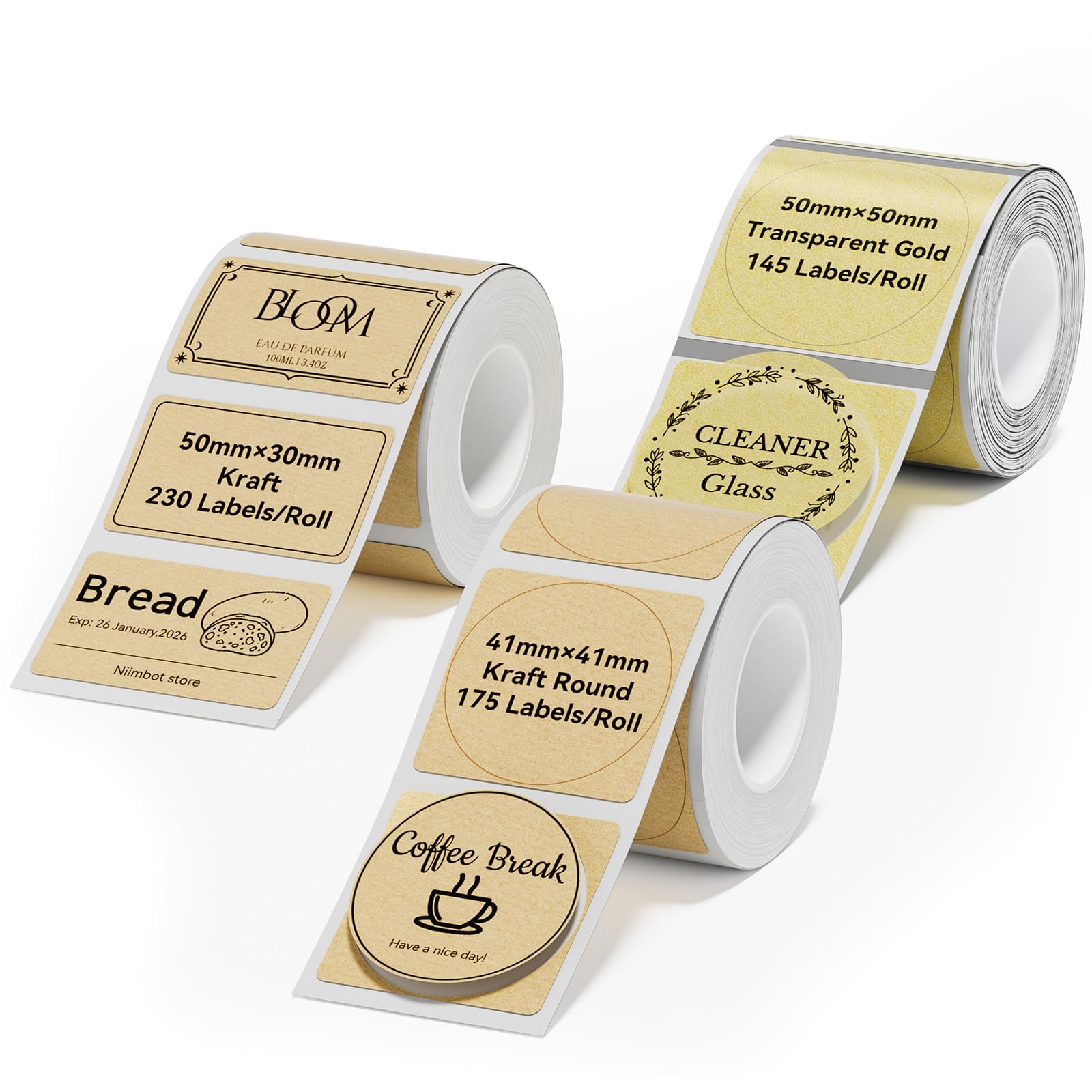 NIIMBOT Thermal Label Tape 3Rolls for B1/B2/B21/B31/B3S/K3 Label Maker