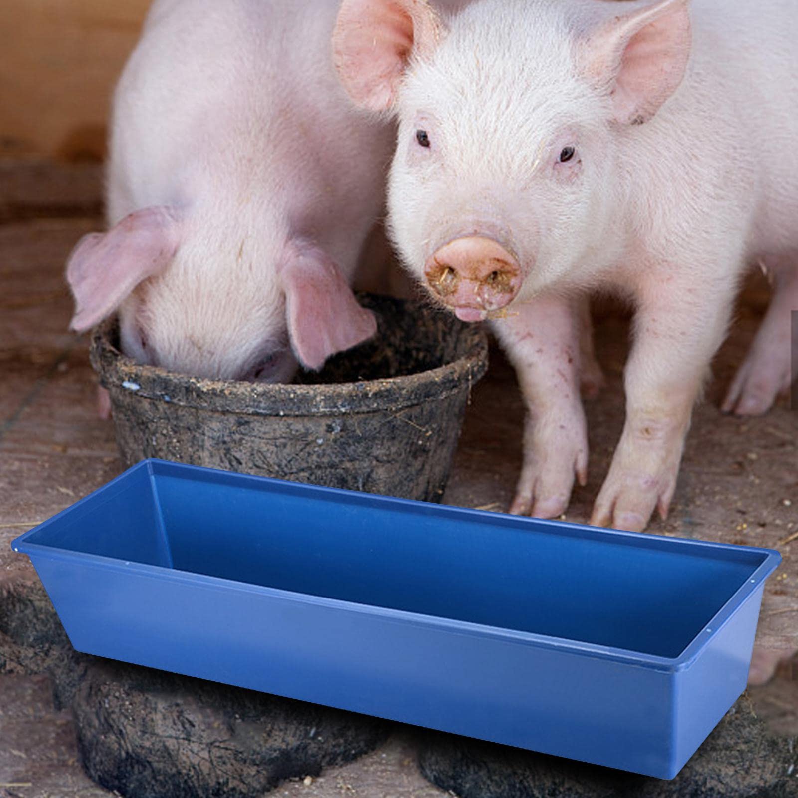 Comedero para Animales de Gran Capacidad Plástico Resistente Abrevadero Colgante Accesorio para Granja Adecuado para Alimentar Vacas Caballos, Azul