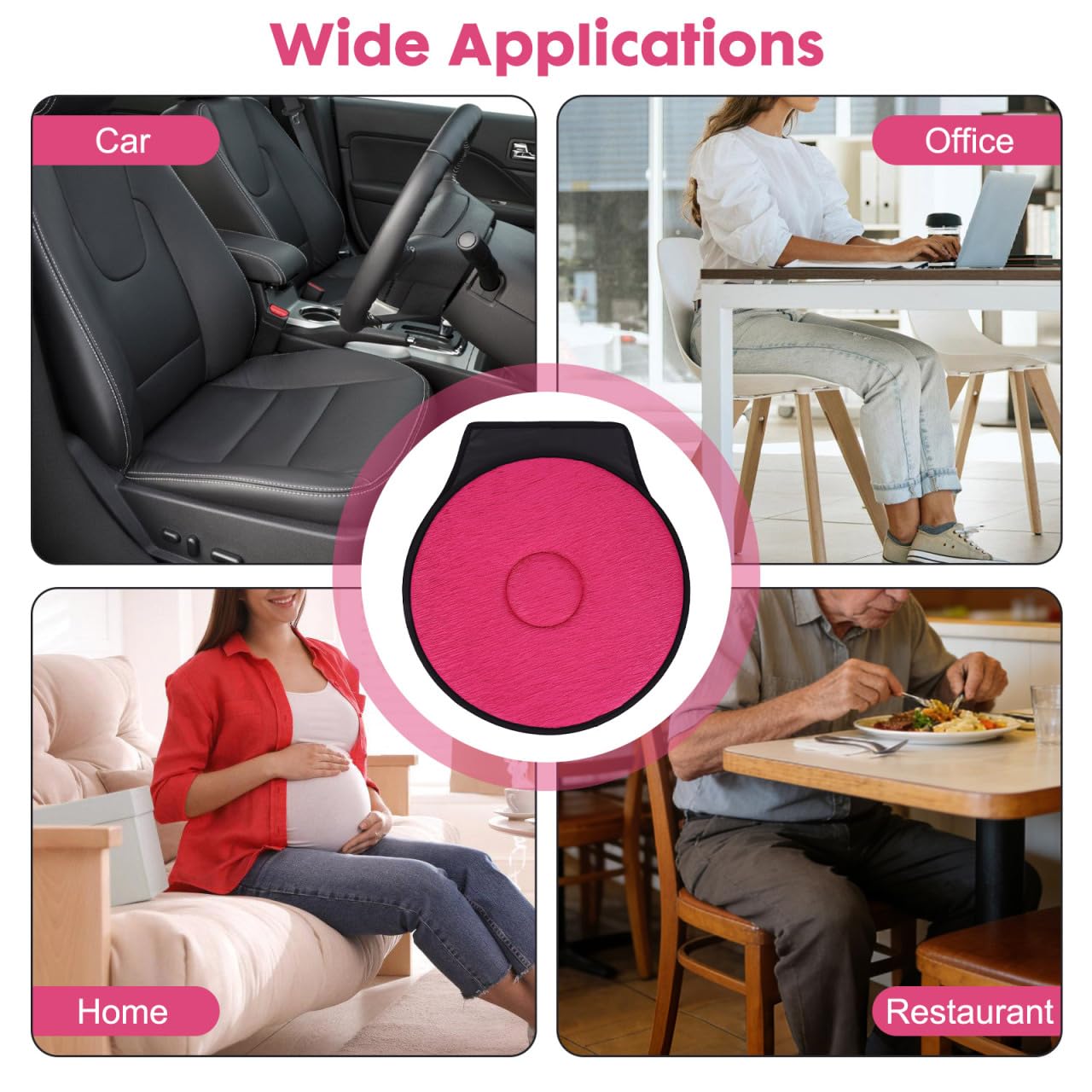 Cabilock Cuscino girevole a 360° per auto e casa, cuscinetto girevole antiscivolo per un facile accesso, leggero aiuto per la mobilità di anziani e mobilità limitata, tessuto morbido, misura