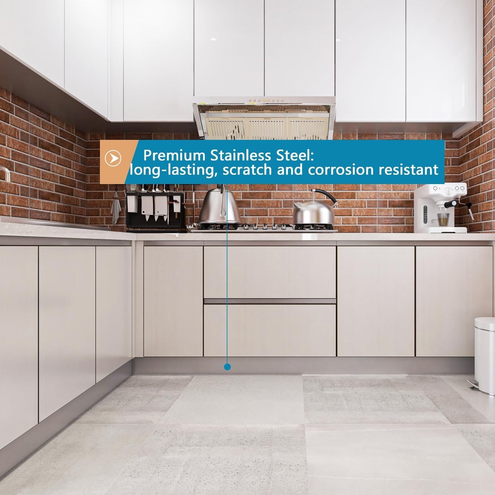Moldura de Pared de Acero Inoxidable Autoadhesivas Cubierta Acero Inoxidable For Zócalo,Placa 4" X 102",Autoadhesiva Parte Inferior Puerta,Isla Cocina,Gabinete,Alacena (níquel Cepillado)(Nickel)