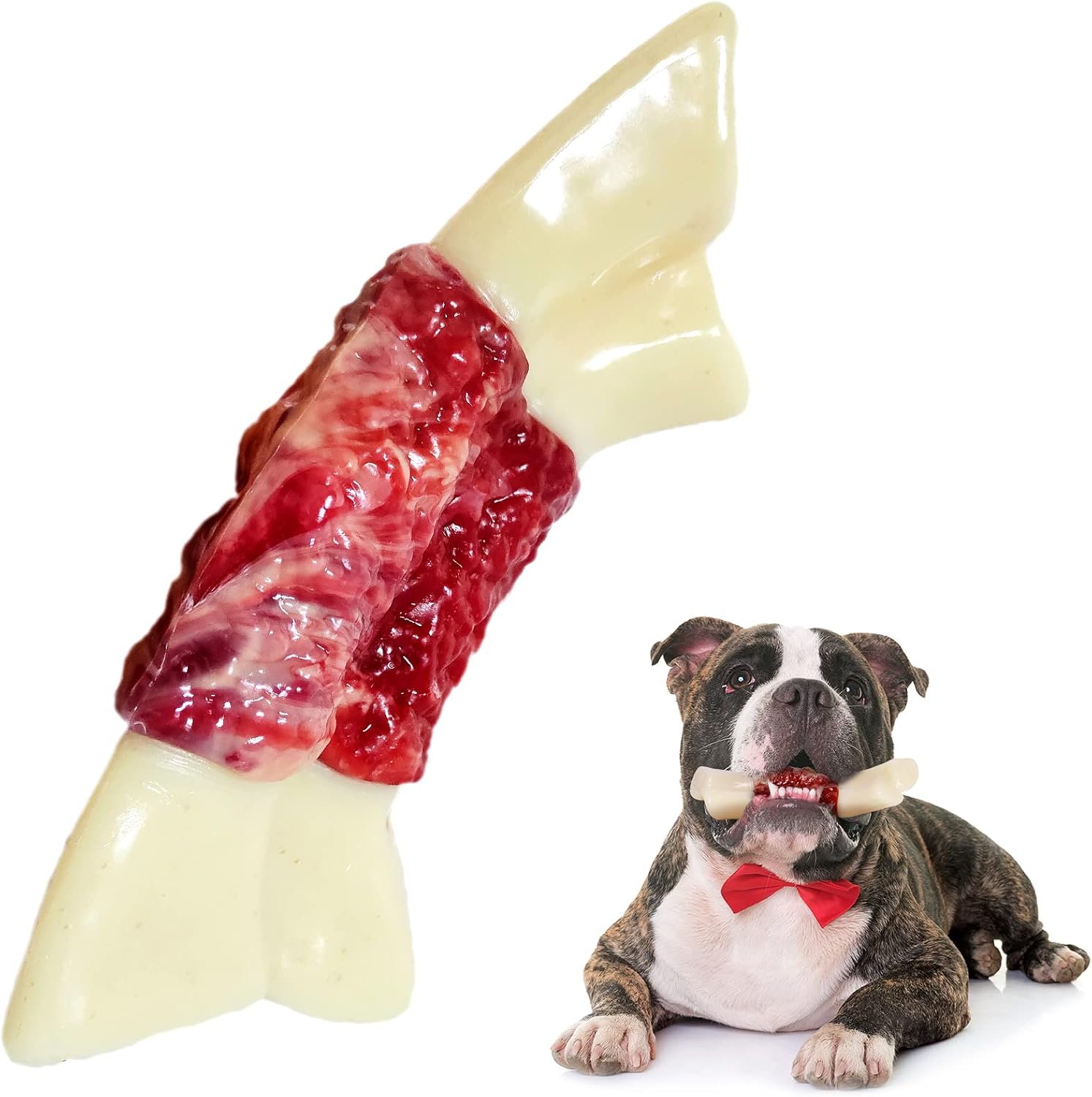 JJXSLF4 Dog Toys for Aggressive Chewers,Almost Indestructible Nylon Dog Bone Toy for Large Medium Breed,Non-Toxic Food Grade Nylon Puppy…