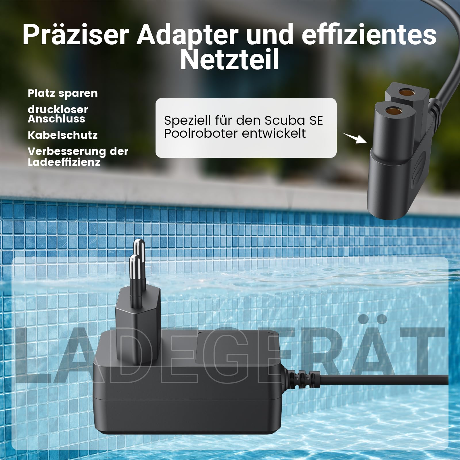 12,6V-Netzteil für Aiper Poolroboter, Kompatibel mit Aiper Scuba SE Kabellosem Roboter-Poolreiniger Poolsauger Ersatz Adapter Ladegerät Ladekabel – Mit Ladeanzeige