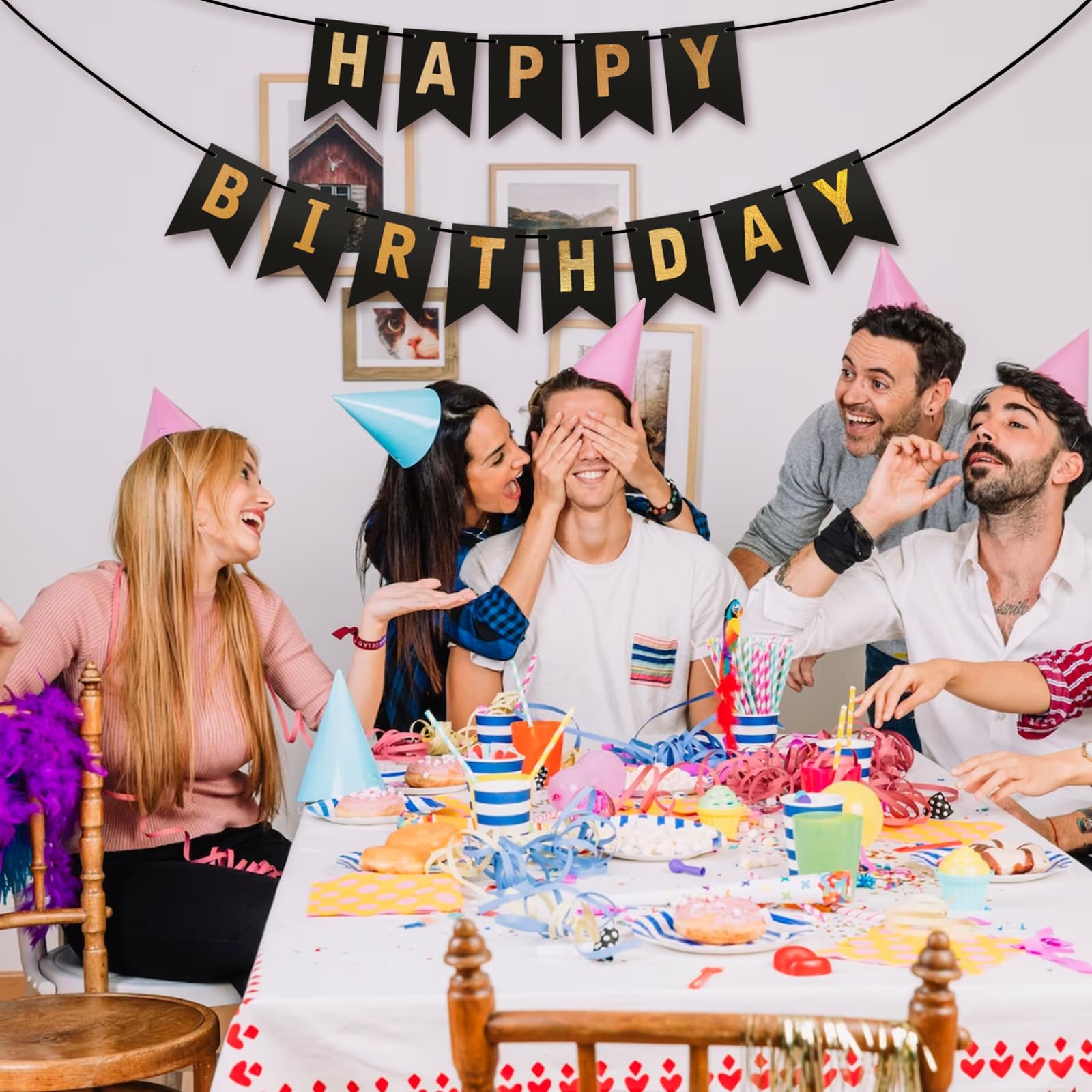 Koliphy Happy Birthday Guirlande, Witgouden Verjaardag decoratie, Verjaardag banner decoratie voor jongens, meisjes, mannen en vrouwen Koliphy Happy Birthday Guirlande, Witgouden Verjaardag decoratie, Verjaardag banner decoratie voor jongens, meisjes, mannen en vrouwen